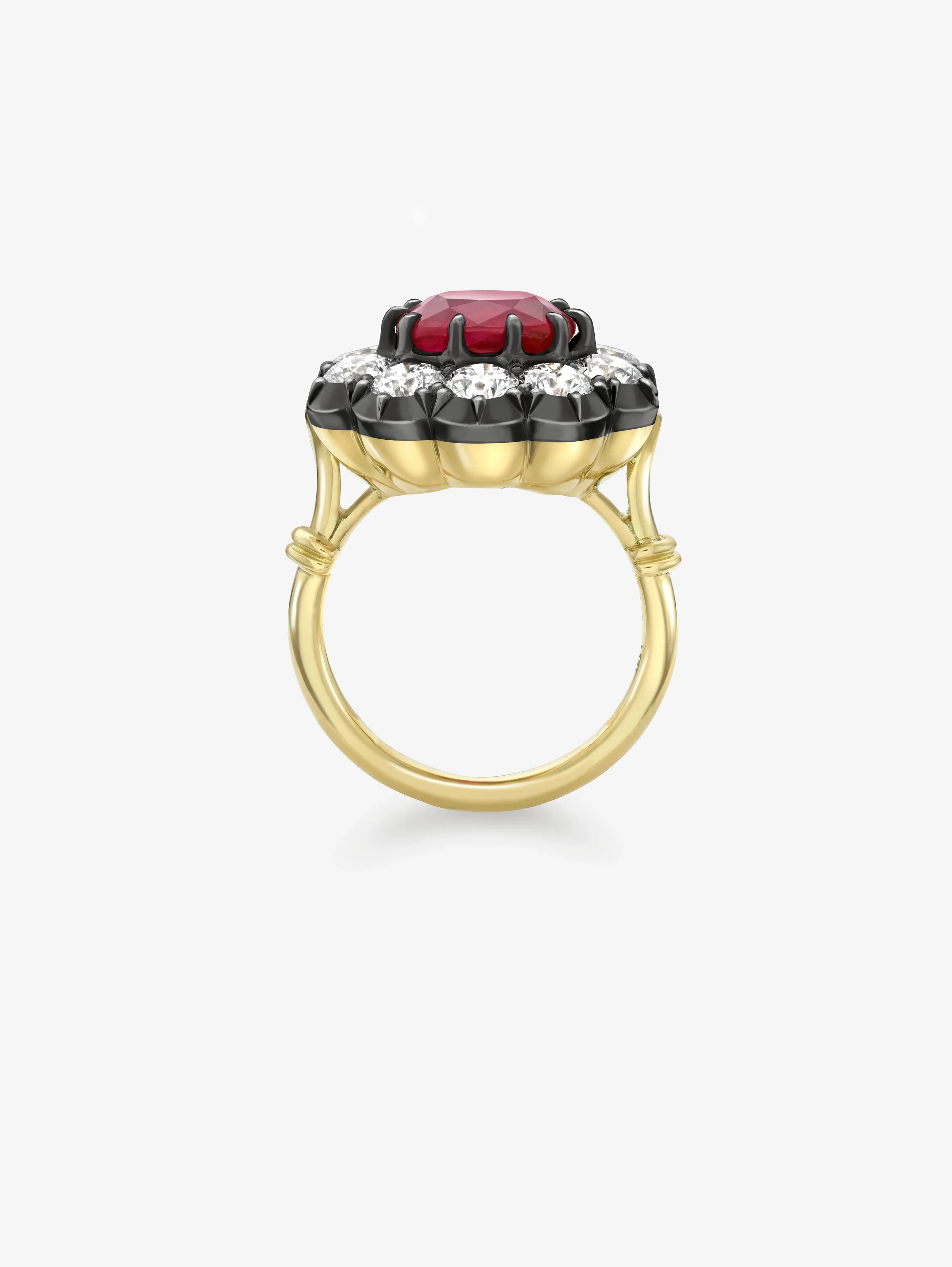 Chubby Daisy Ruby Halo Ring - Image 3