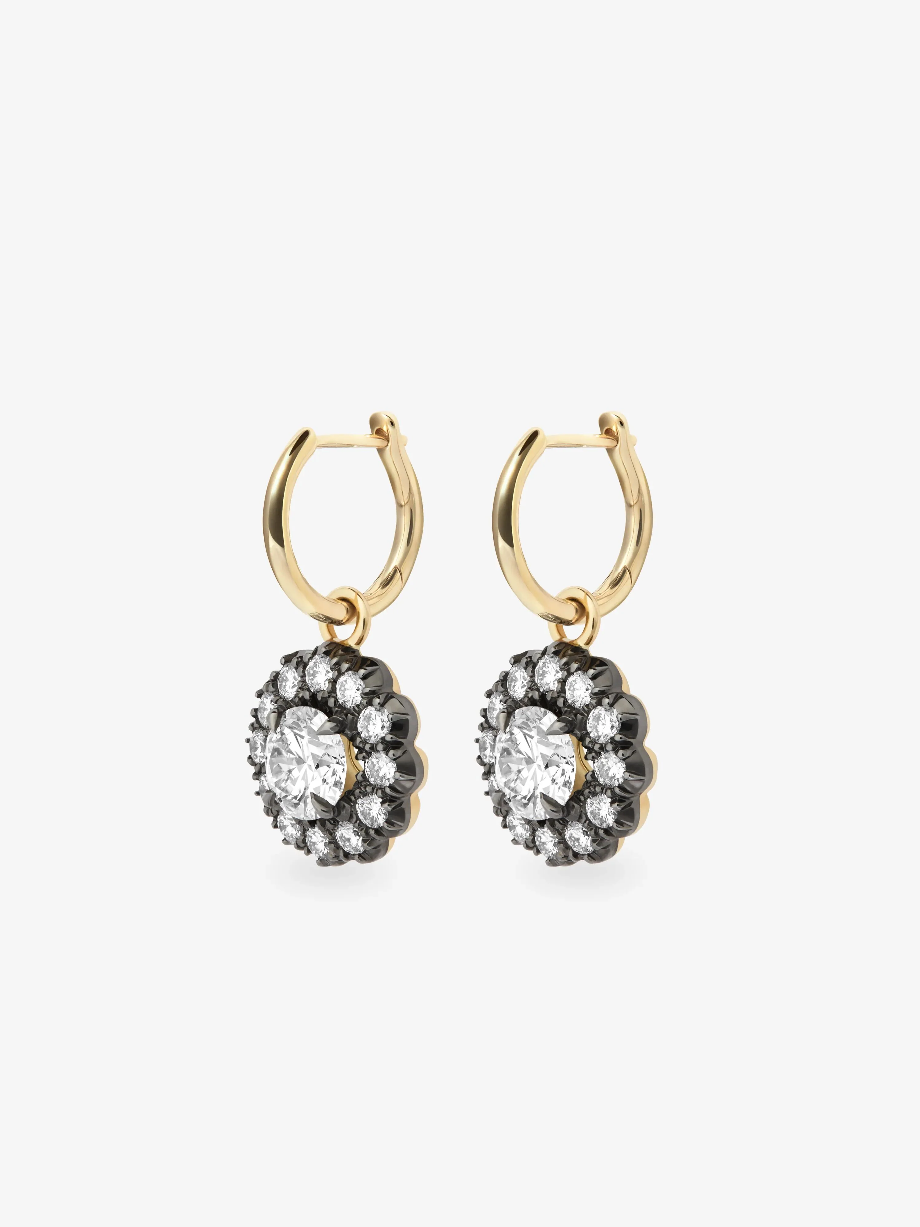 Daisy Diamond & Blackened Gold Gypset Hoop Earrings - Image 2