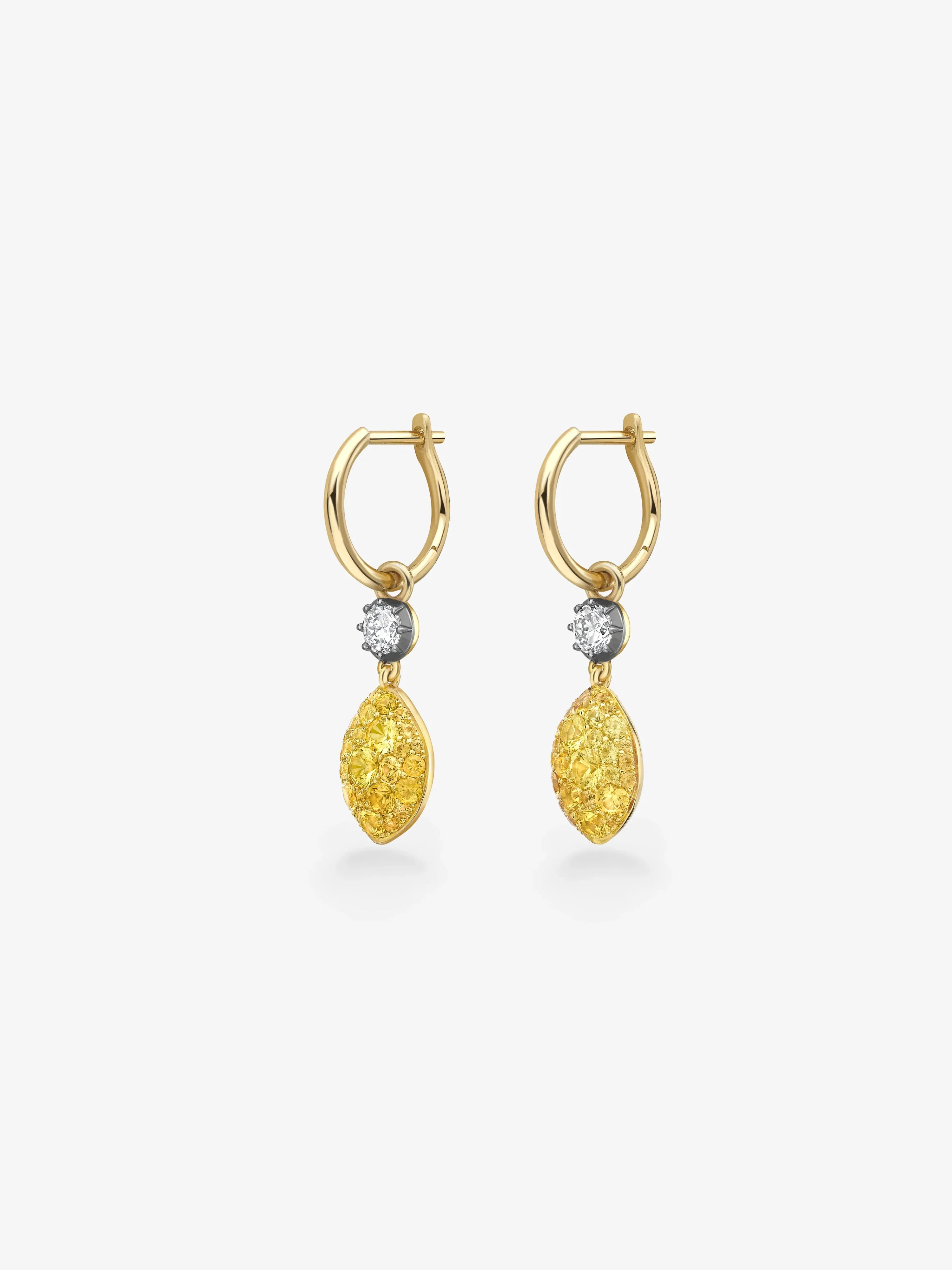 Fruit Salad Lemon Drop Sapphire & Diamond Gypset Hoop Earrings - Image 2
