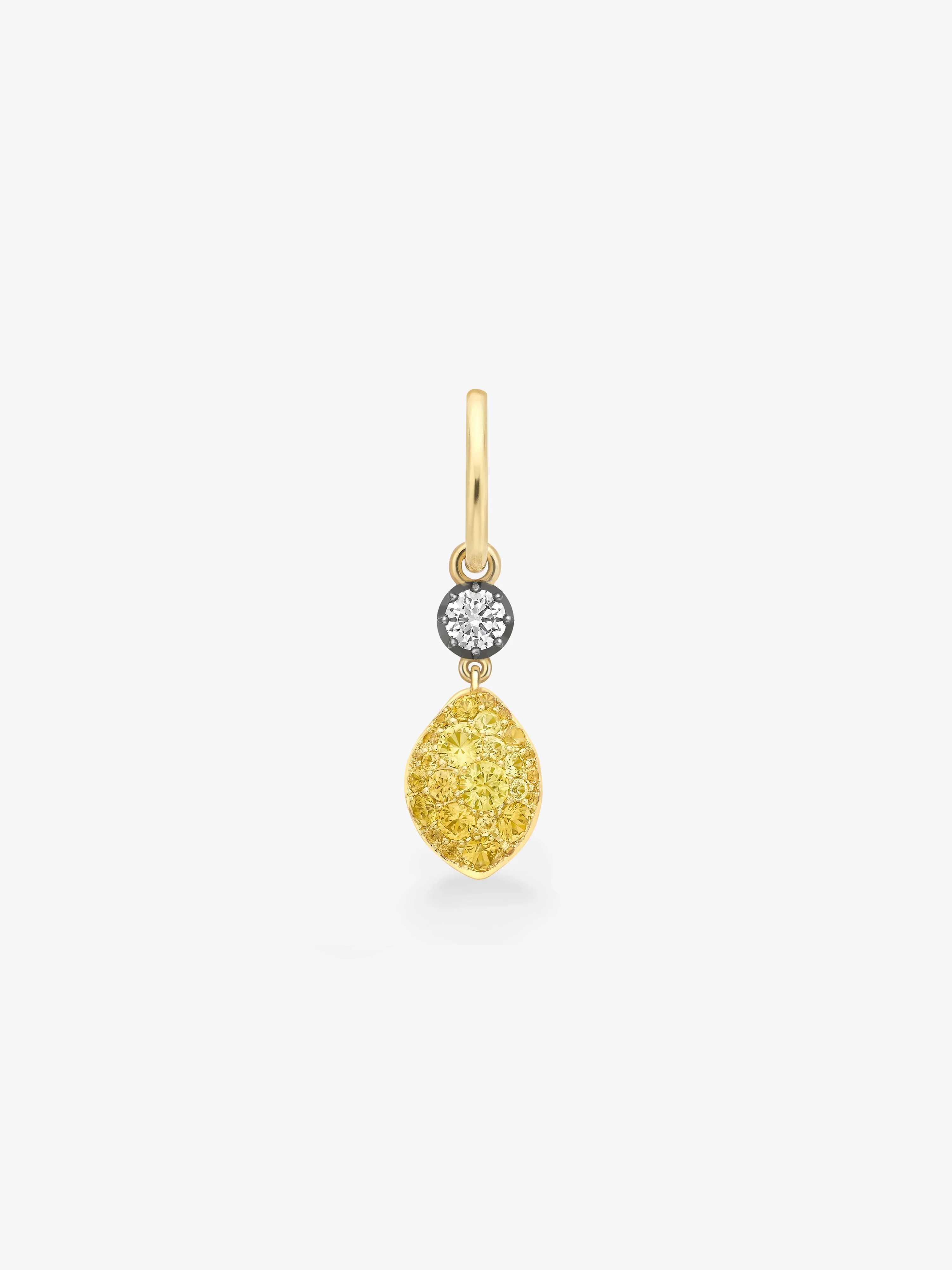 Fruit Salad Lemon Drop Sapphire & Diamond Single Gypset Hoop Earring