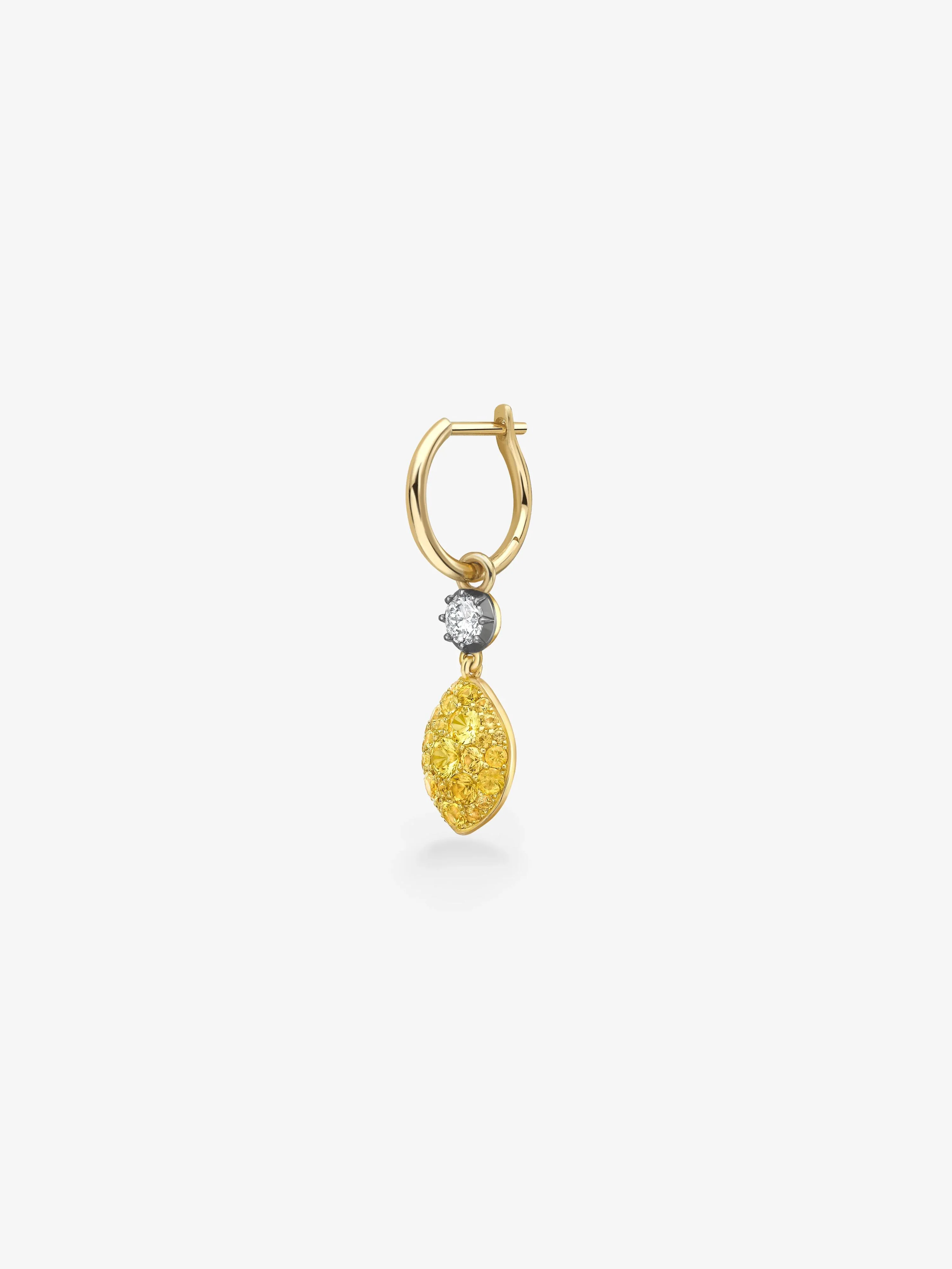 Fruit Salad Lemon Drop Sapphire & Diamond Single Gypset Hoop Earring - Image 2