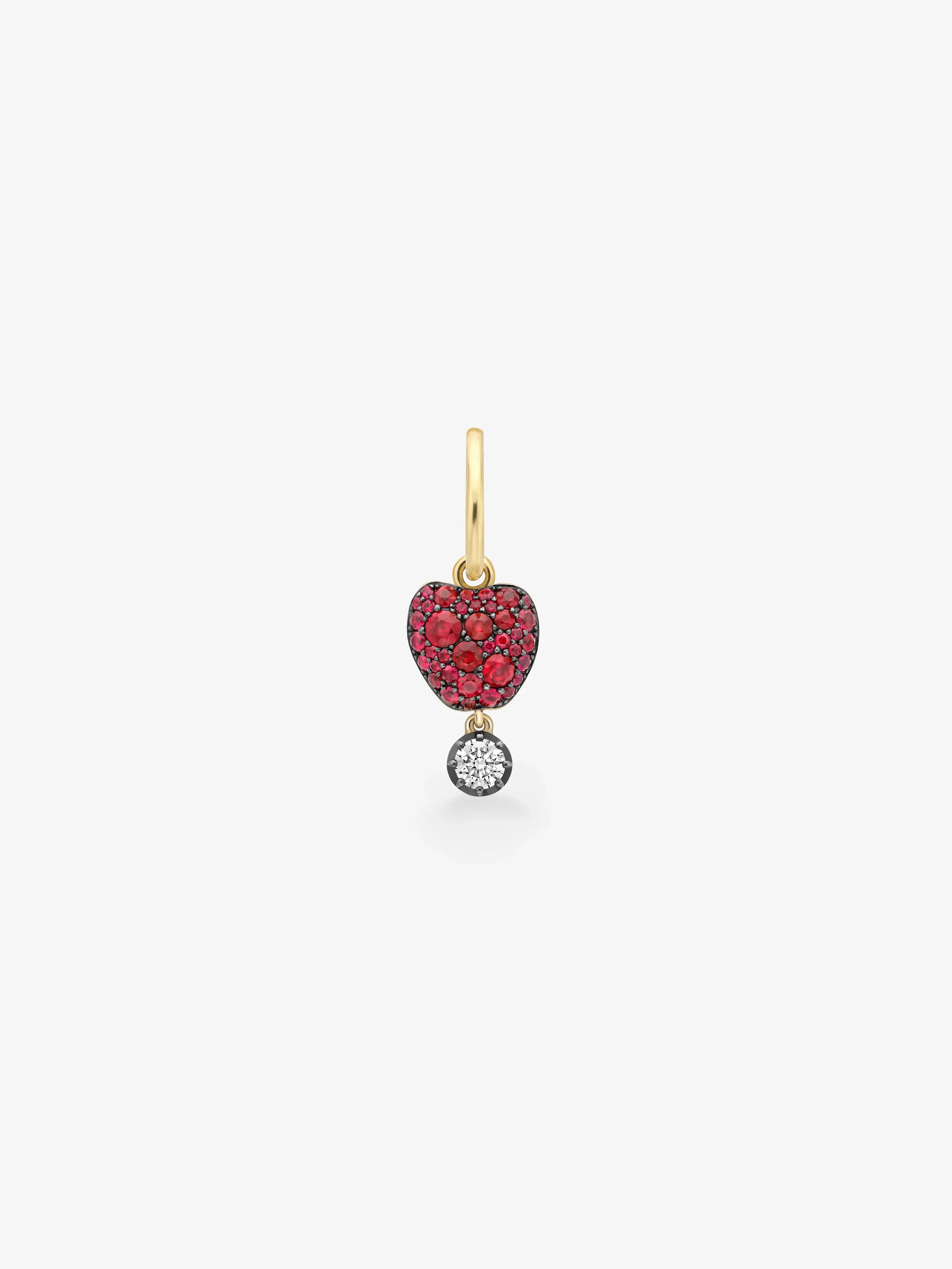 Fruit Salad Ruby Apple & Diamond Single Gypset Hoop Earring