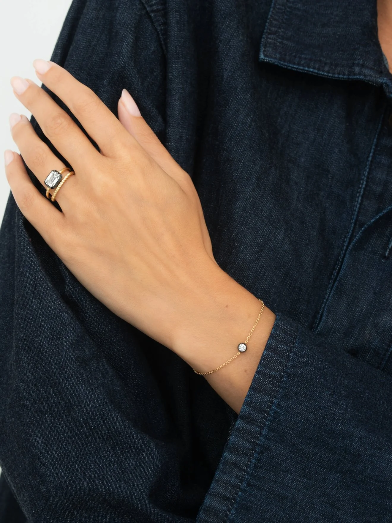 Georgian Cut-Down 0.25ct Diamond & Blackened Gold Bracelet - Image 3