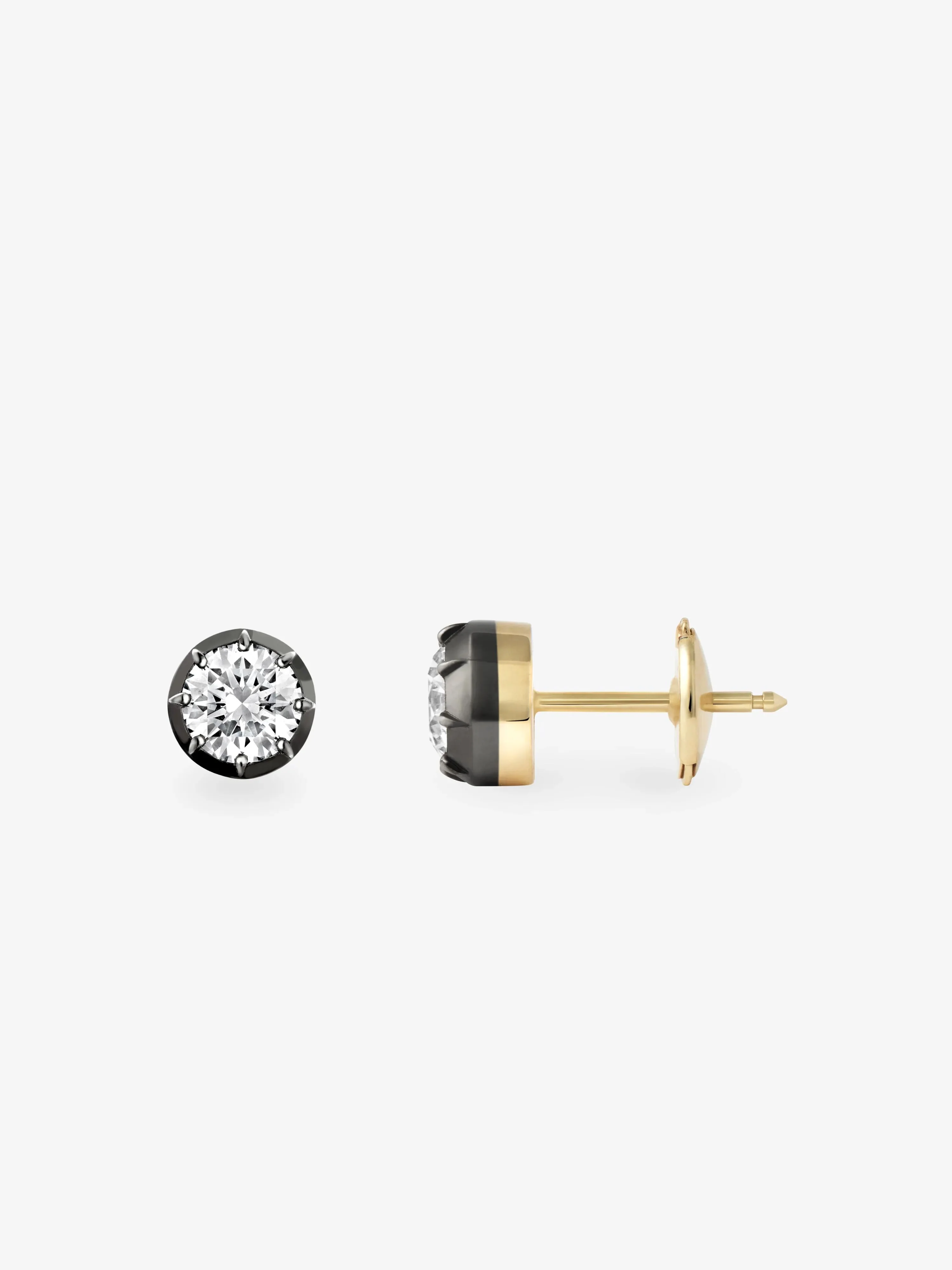 0.50ct Diamond & Blackened Gold Stud Earrings - Image 2