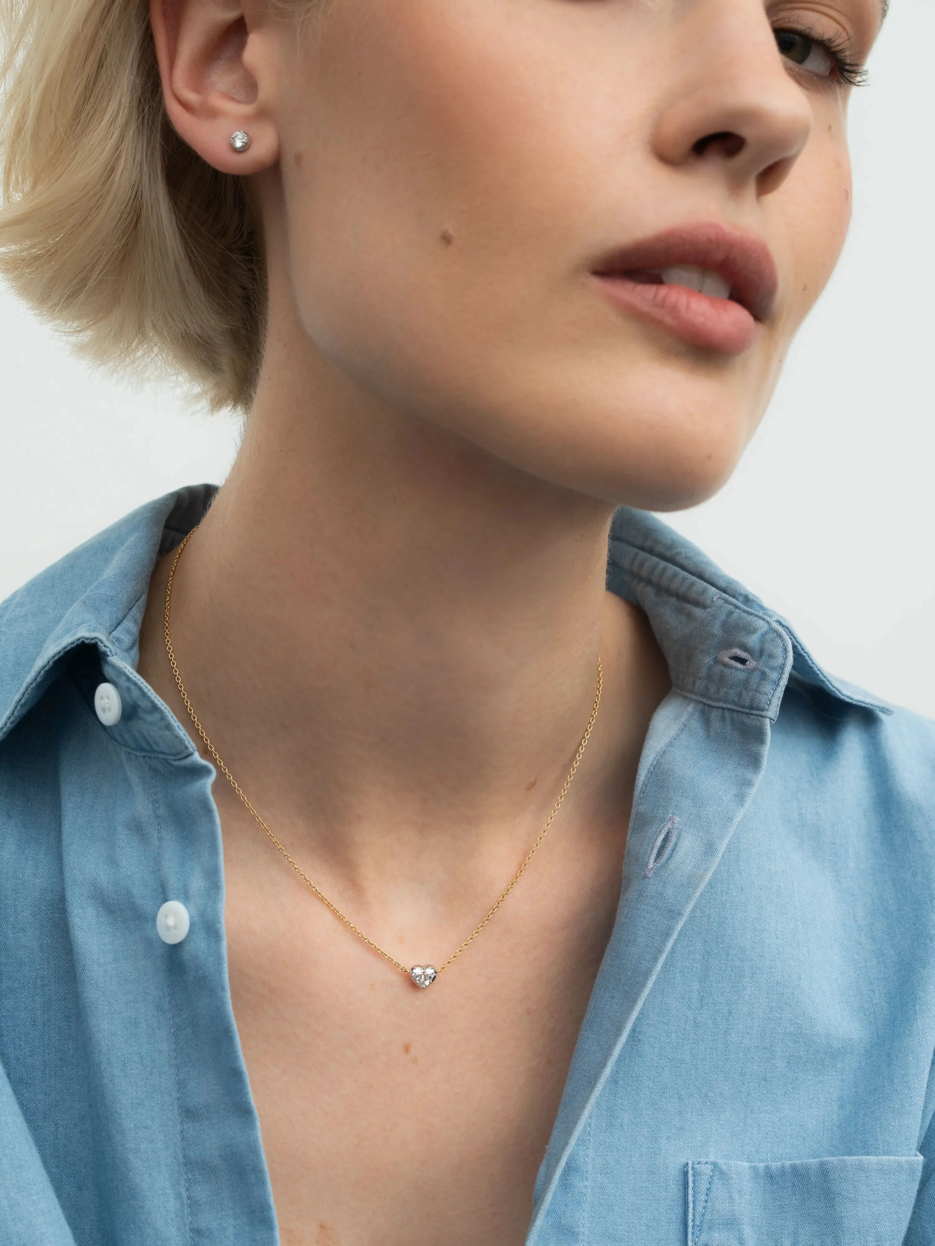 Georgian Cut-Down 0.50ct Heart-Shaped Diamond & White Gold Pendant Necklace - Image 3