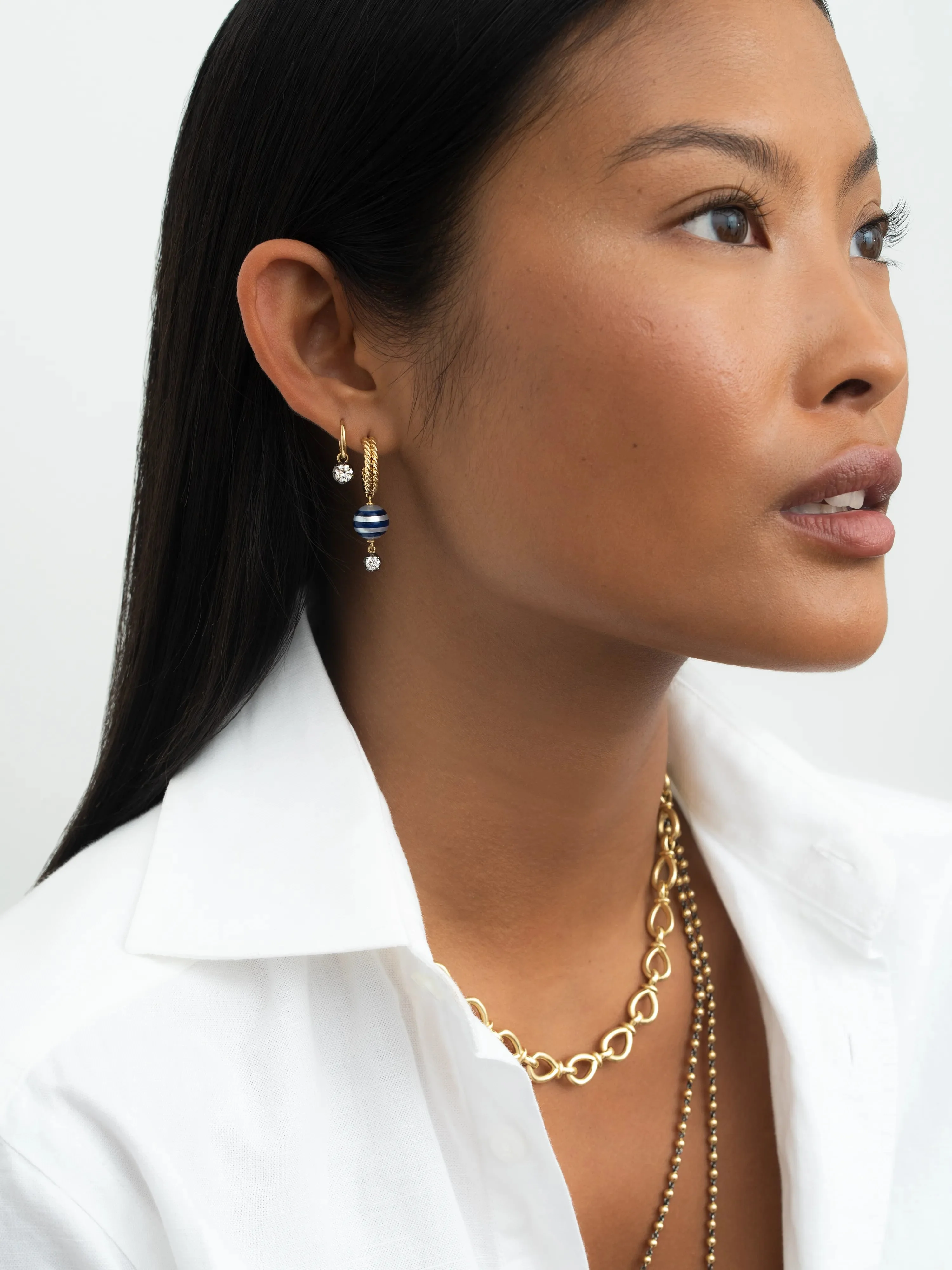 Hello Sailor Rope & Pearl Hoop Earrings - Image 3