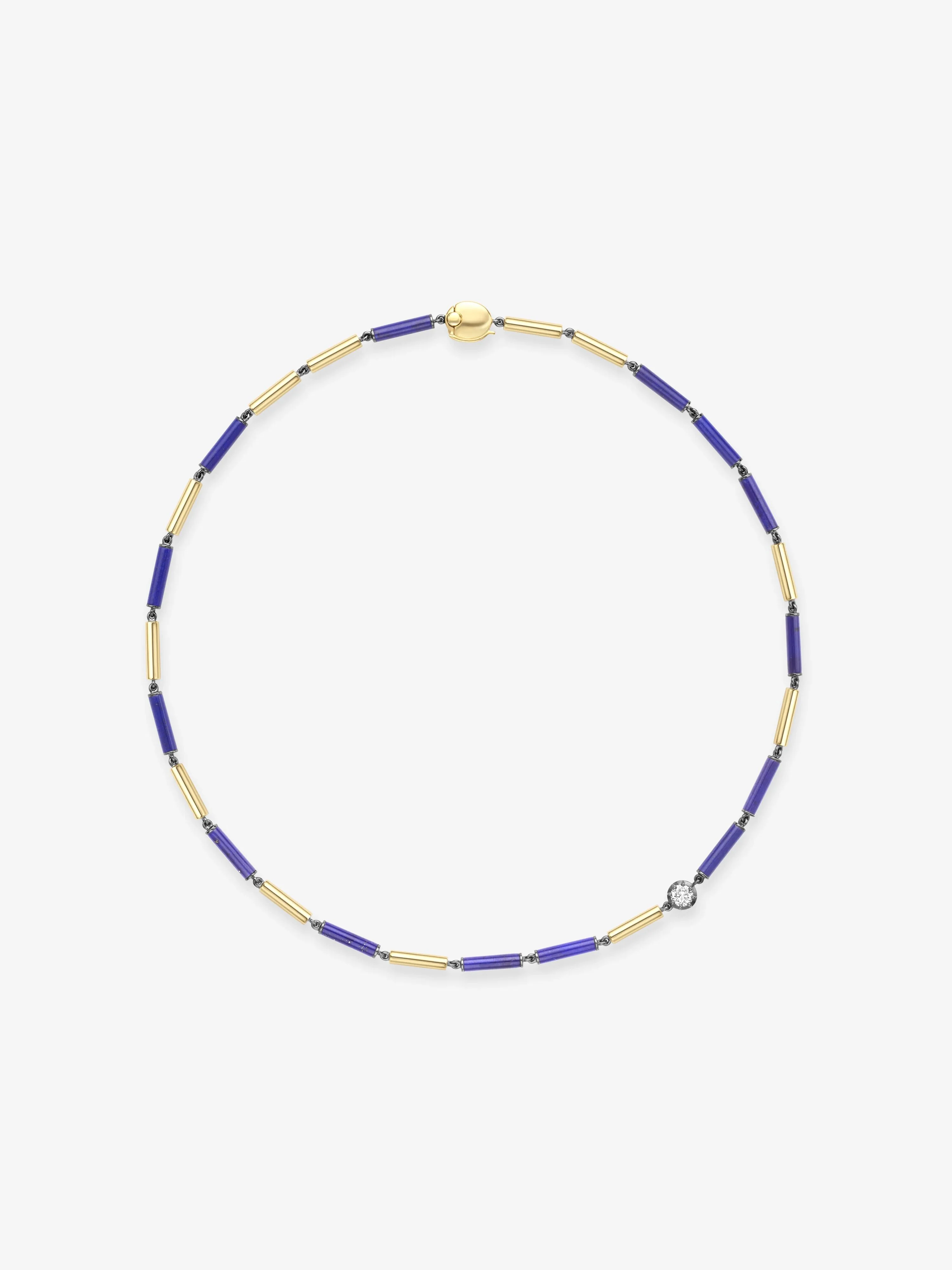 Medallions Long Guard Lapis & Diamond 16" Necklace