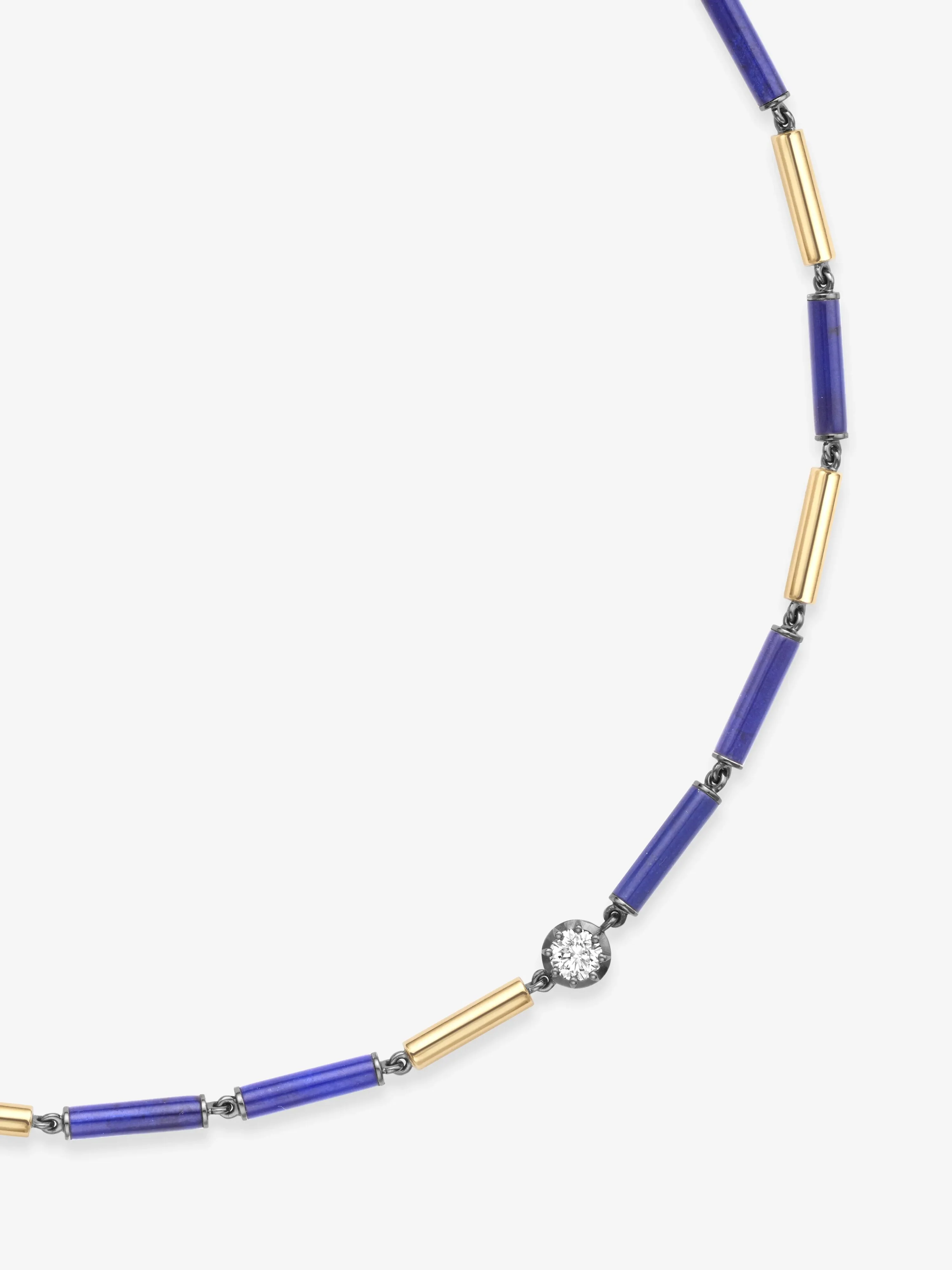 Medallions Long Guard Lapis & Diamond 16" Necklace - Image 2