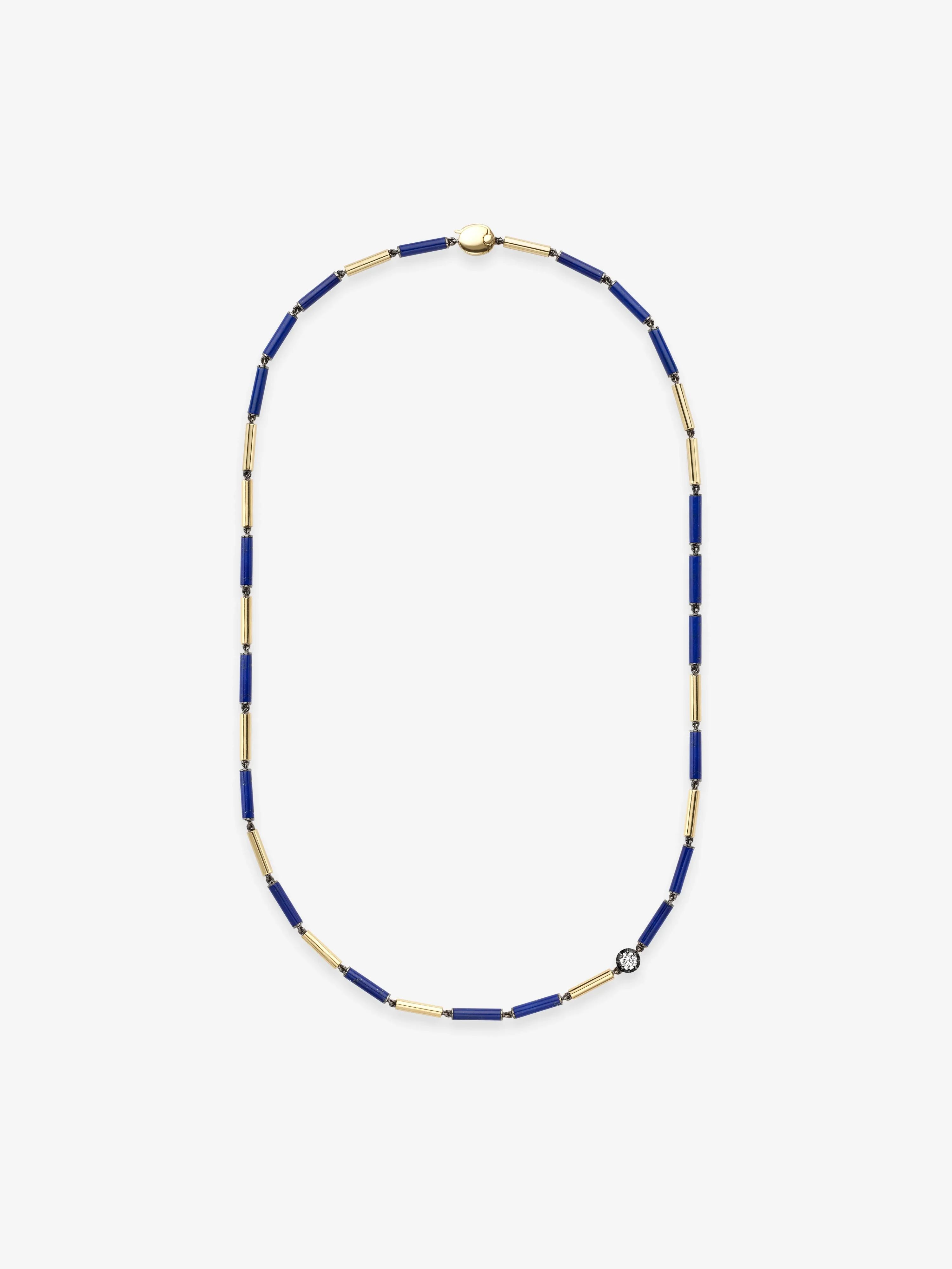 Medallions Long Guard Lapis & Diamond 21" Necklace