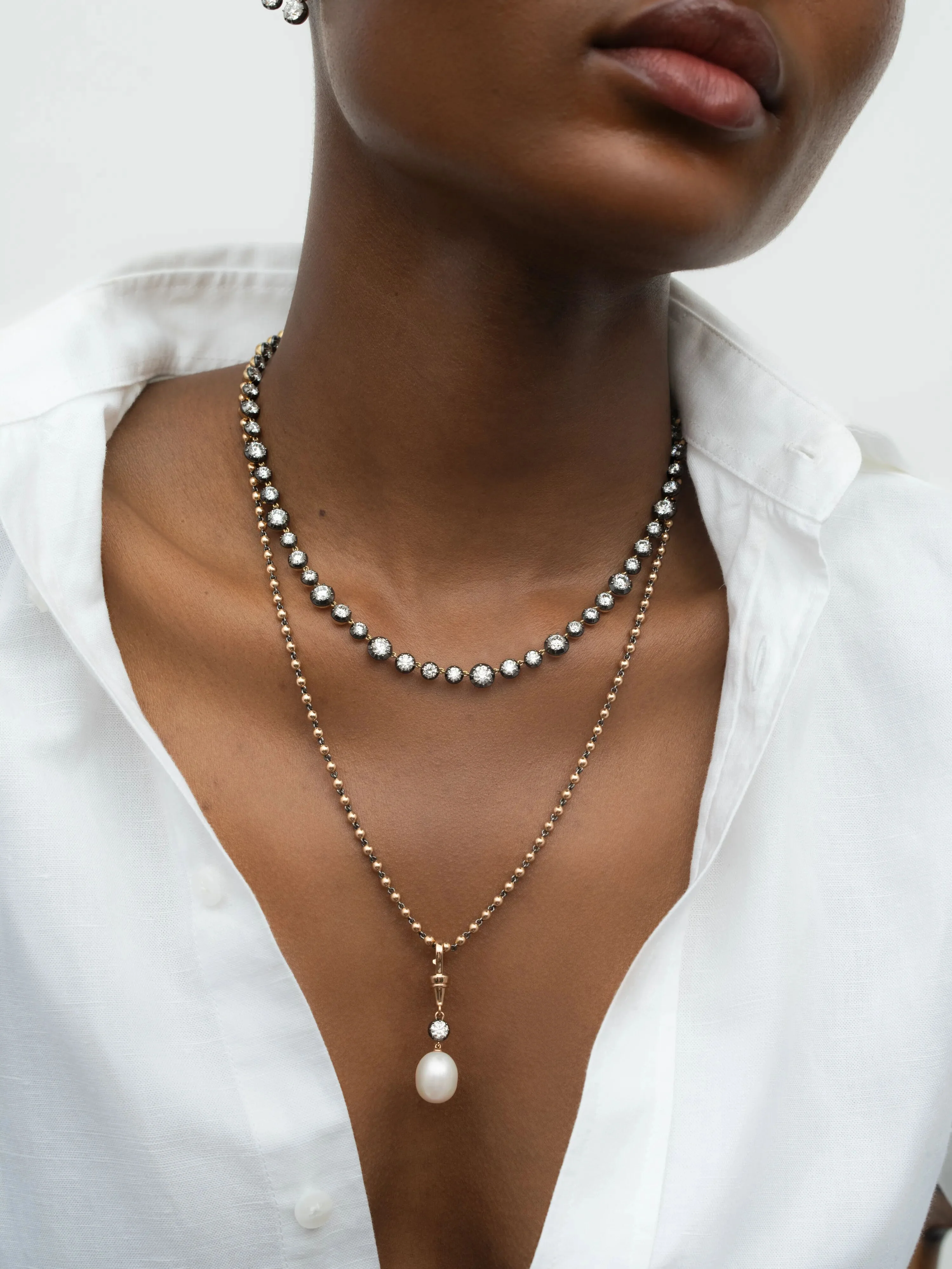 Micro Ball n Chain Rose Gold 21" Necklace - Image 3