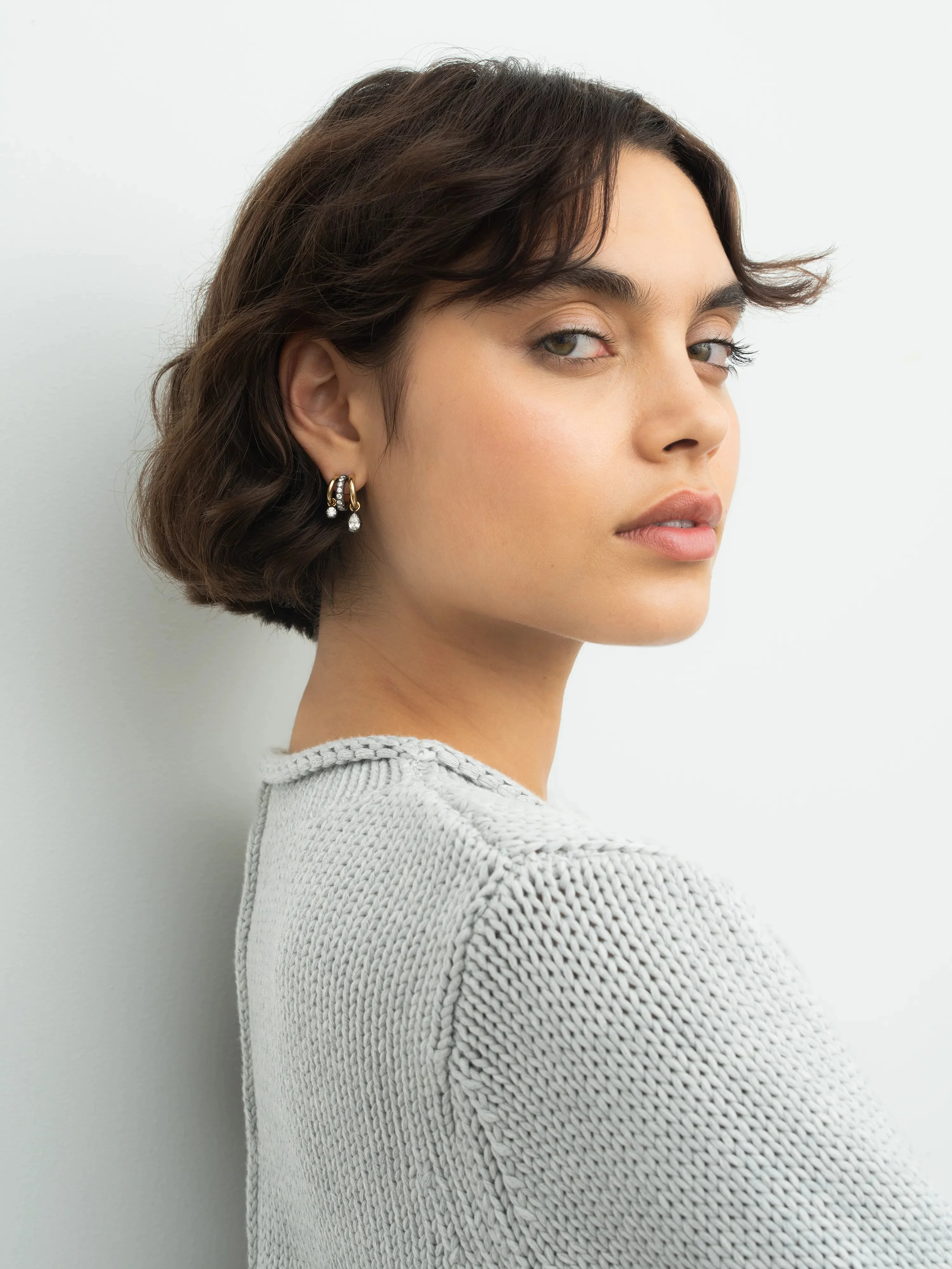 Multi-Shape Diamond Tripset Hoop Earrings - Image 3