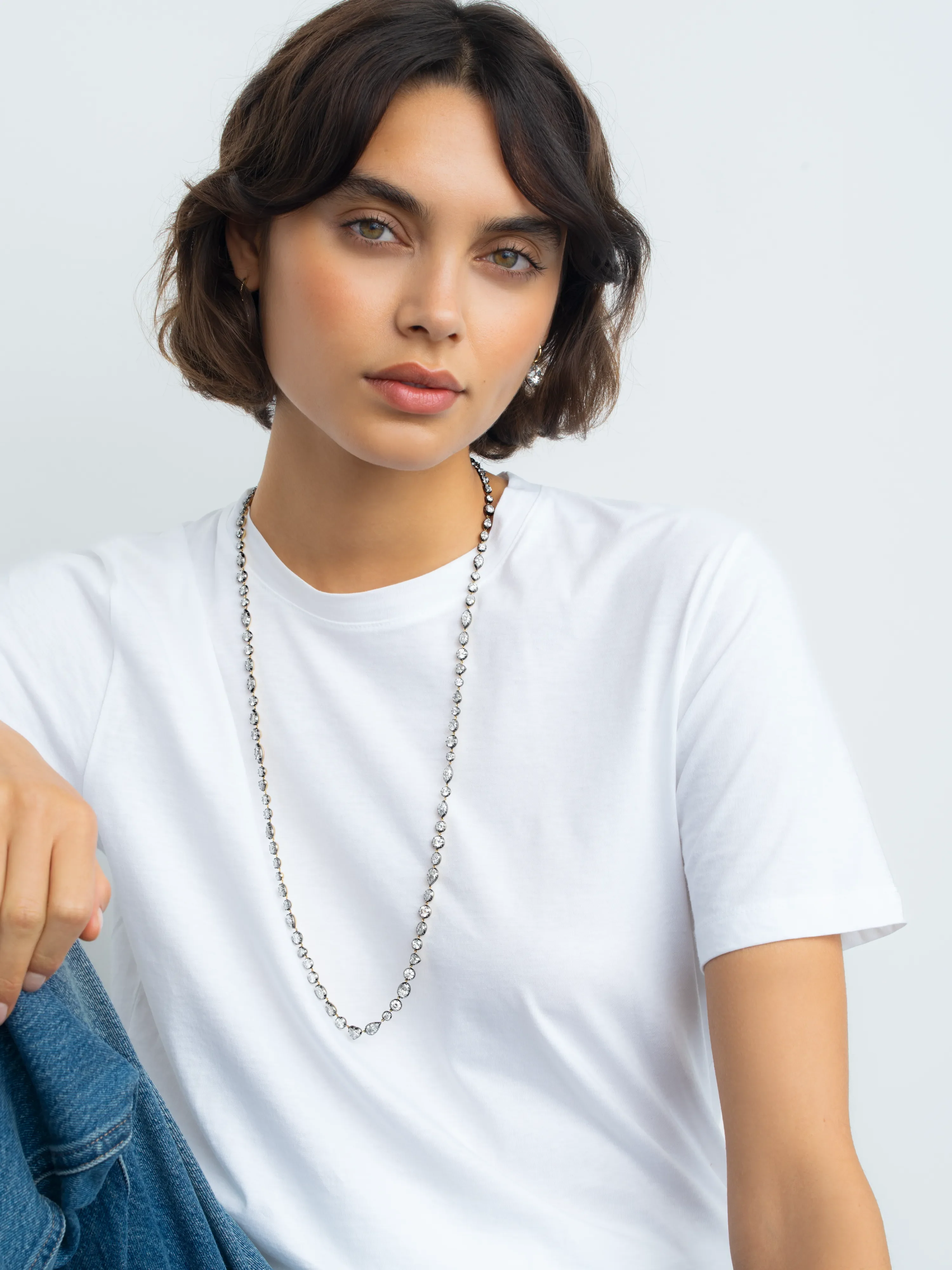 Signature Multi-Shape Diamond Button Back 32" Necklace - Image 3