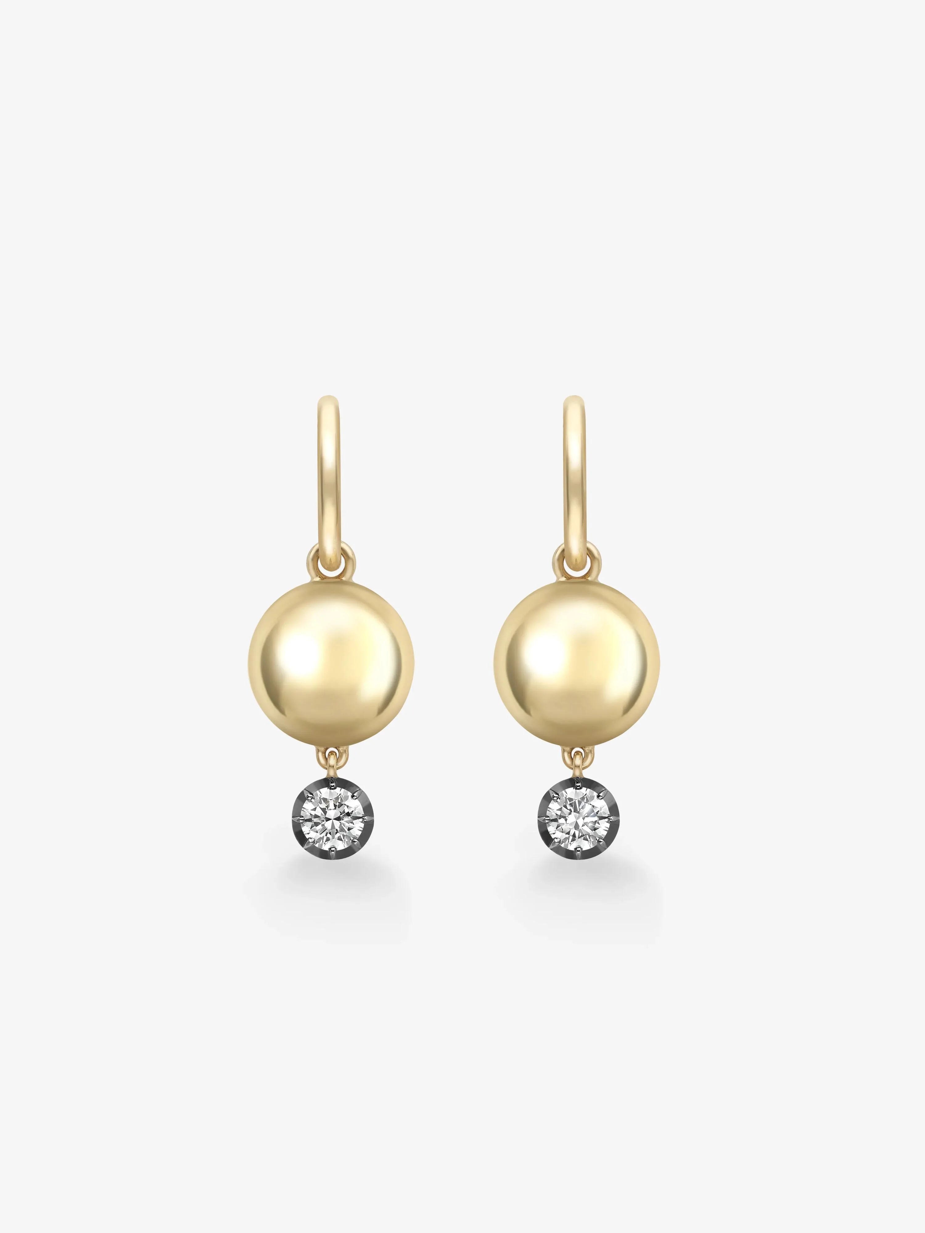 Orbit Yellow Gold & 0.20ct Diamond Sphere Gypset Hoop Earrings