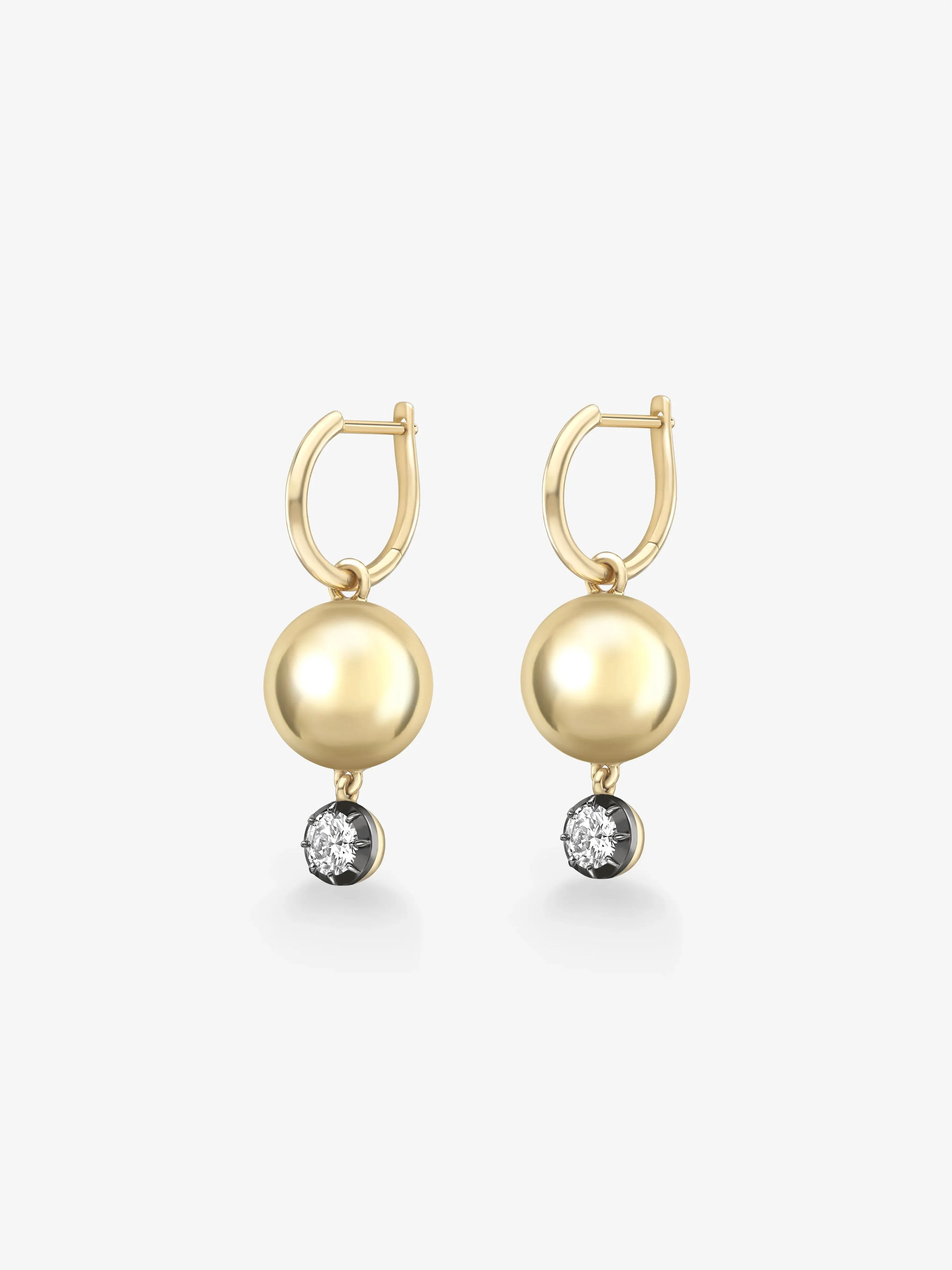 Orbit Yellow Gold & 0.20ct Diamond Sphere Gypset Hoop Earrings - Image 2