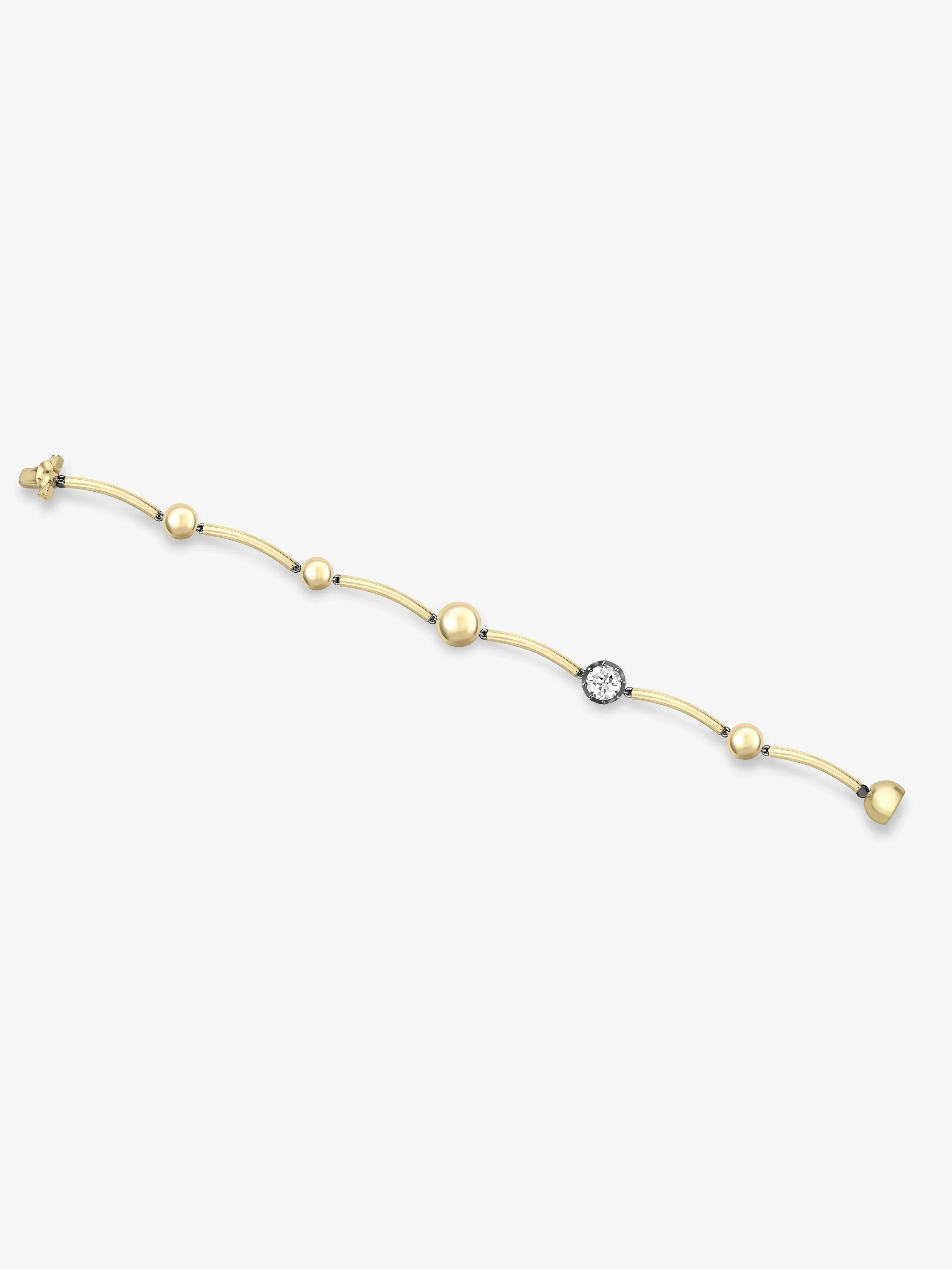 Orbit Yellow Gold & 0.50ct Diamond Sphere Bracelet - Image 2