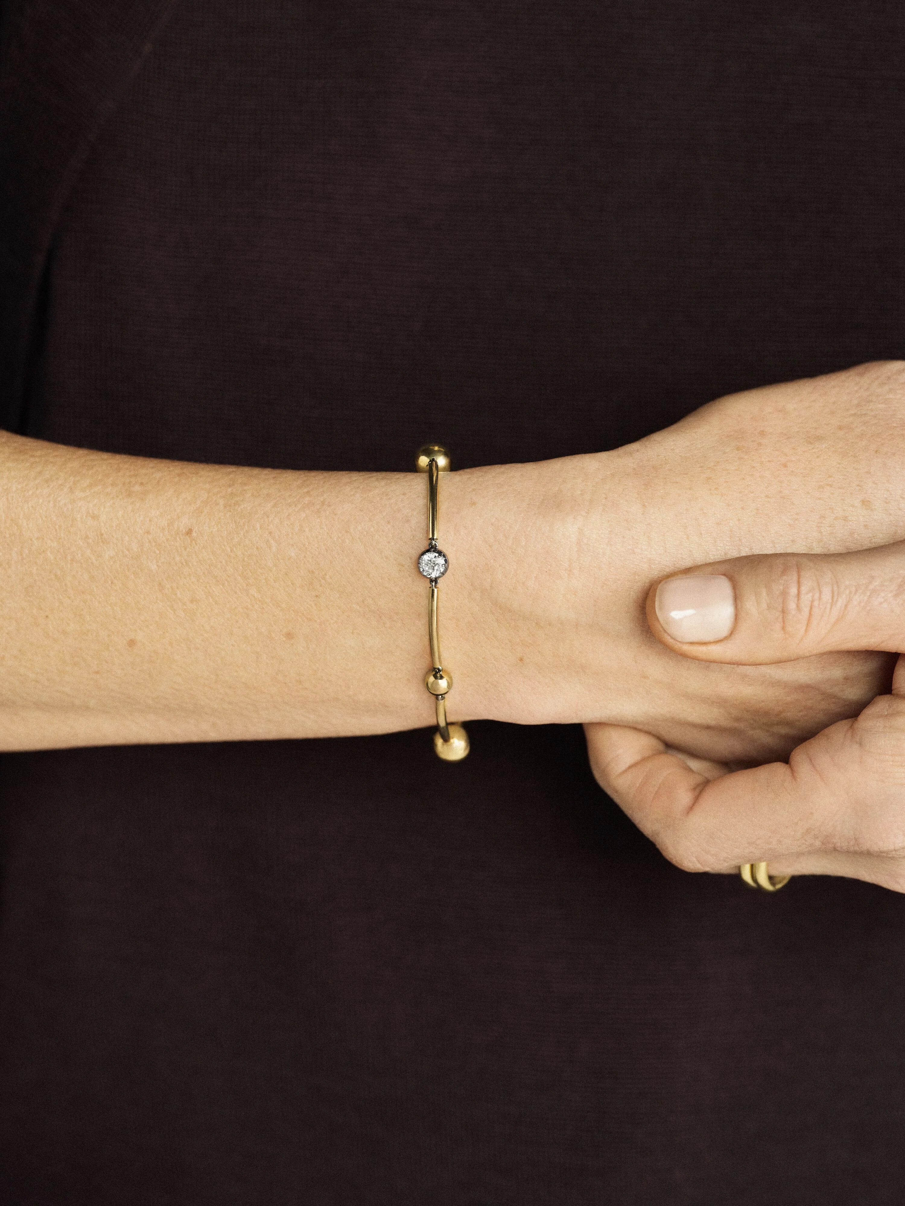 Orbit Yellow Gold & 0.50ct Diamond Sphere Bracelet - Image 3