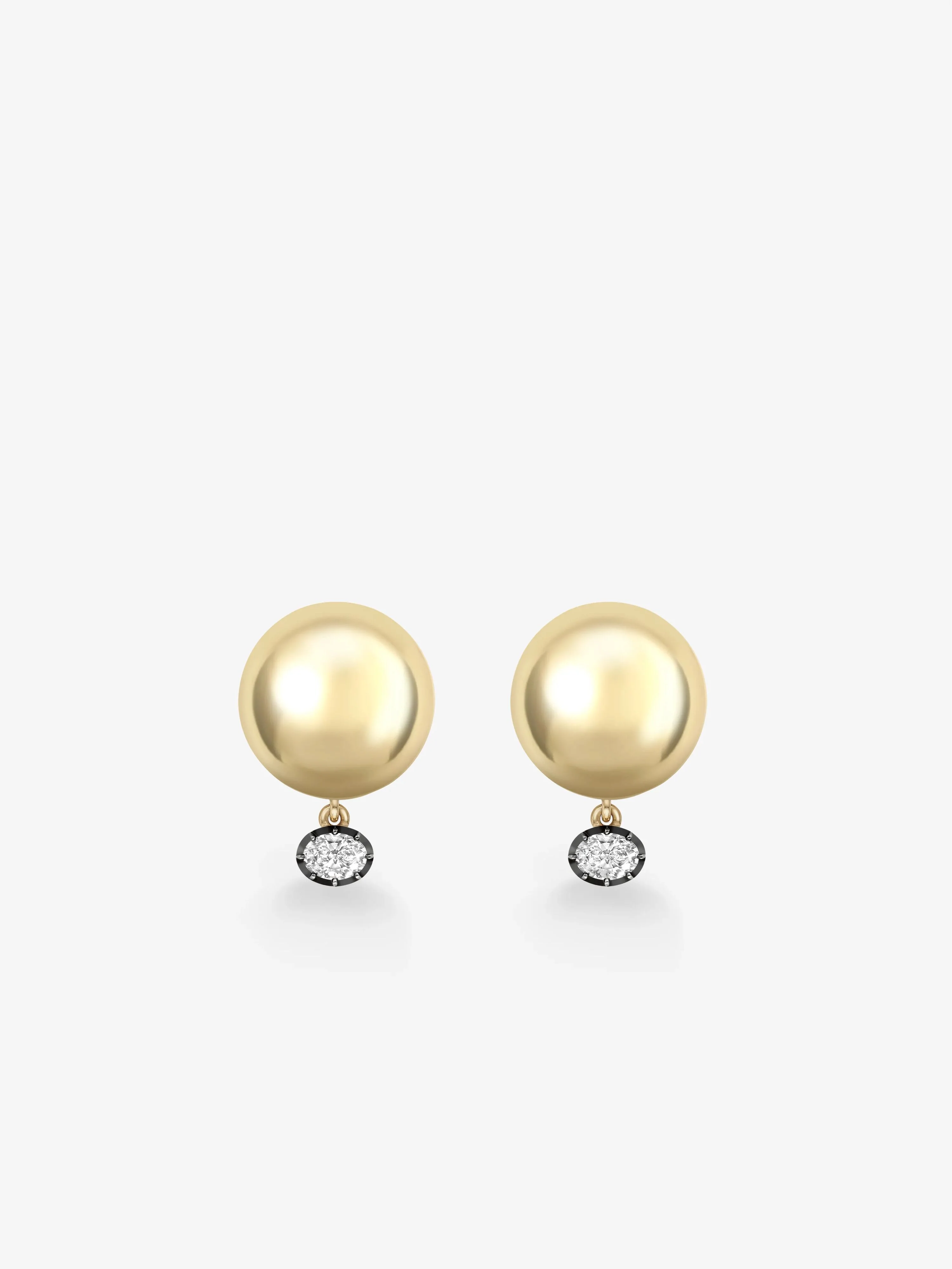 Orbit Yellow Gold & 0.70ct Oval Cut Diamond Stud Sphere Earrings