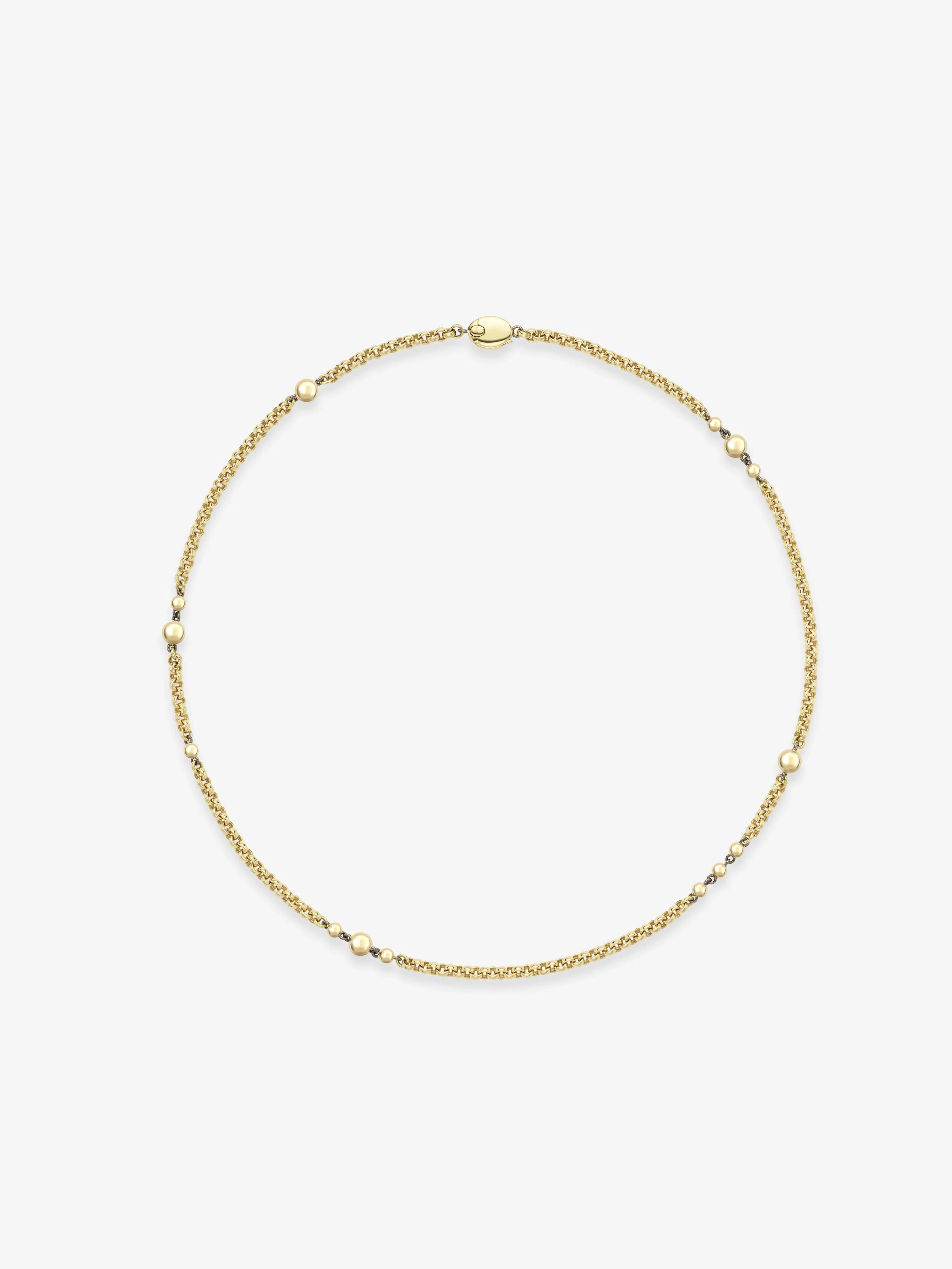 Orbit Yellow Gold Belcher Ball n Chain 16" Necklace