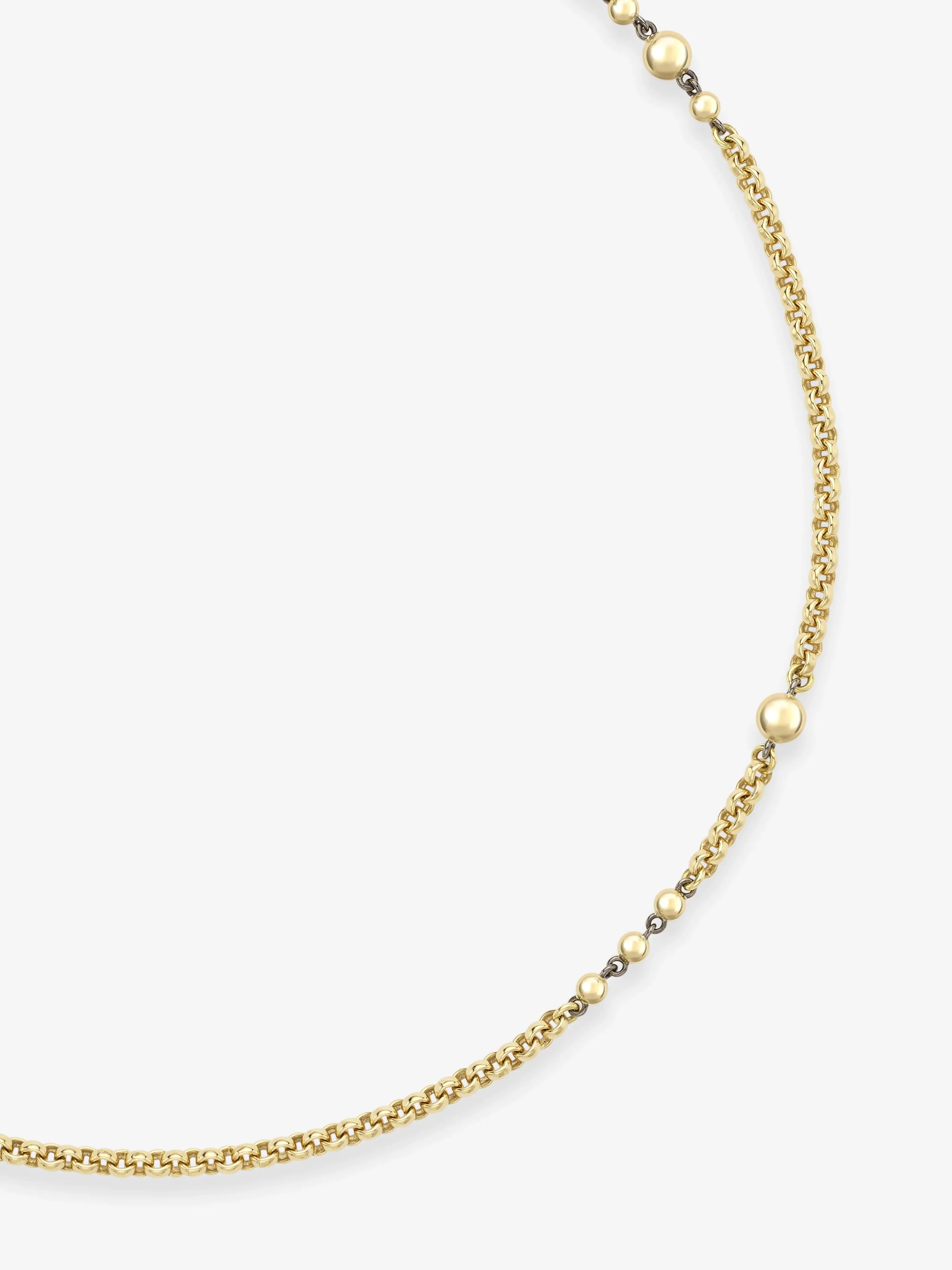 Orbit Yellow Gold Belcher Ball n Chain 16" Necklace - Image 2