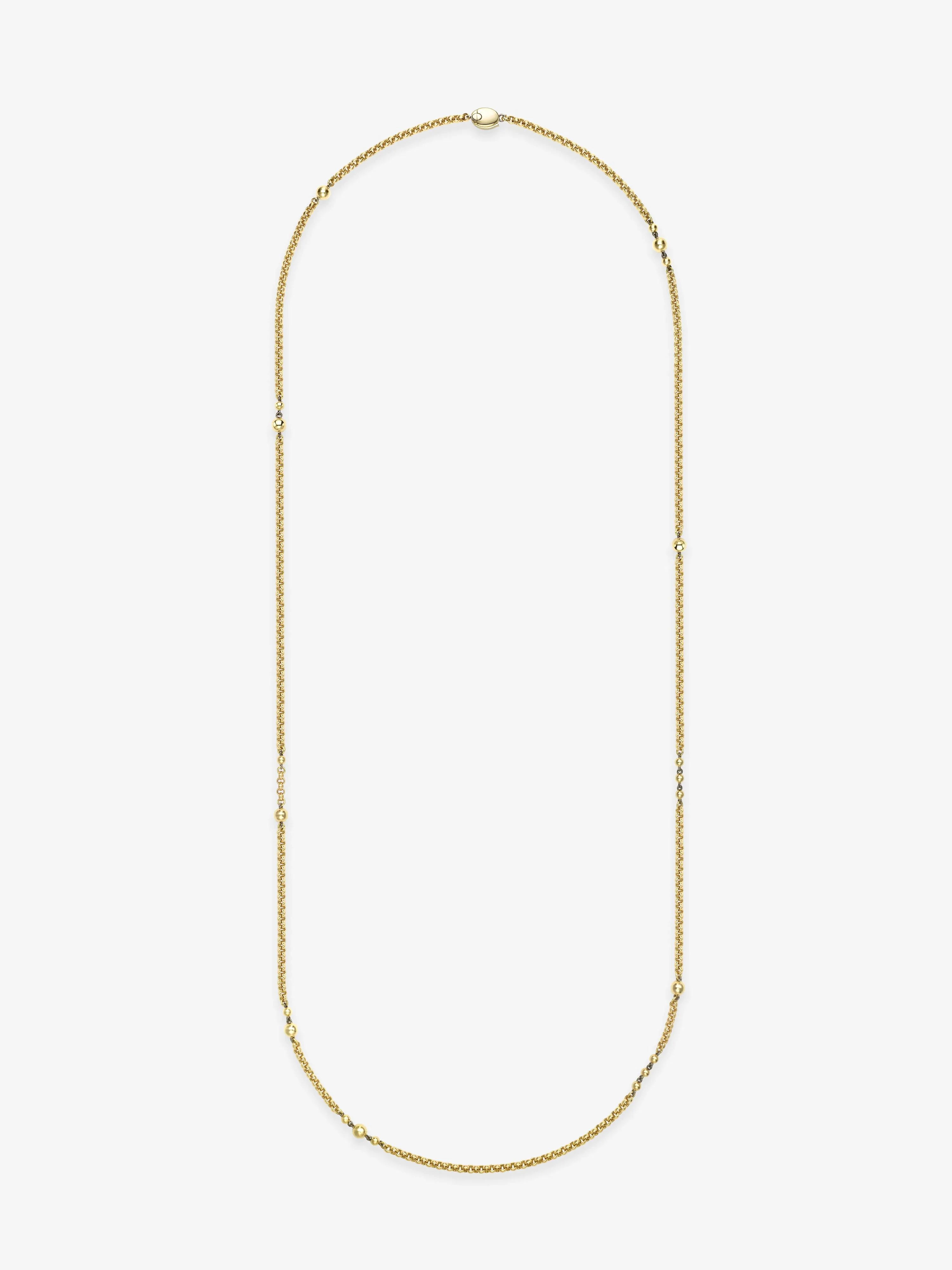 Orbit Yellow Gold Belcher Ball n Chain 32" Necklace