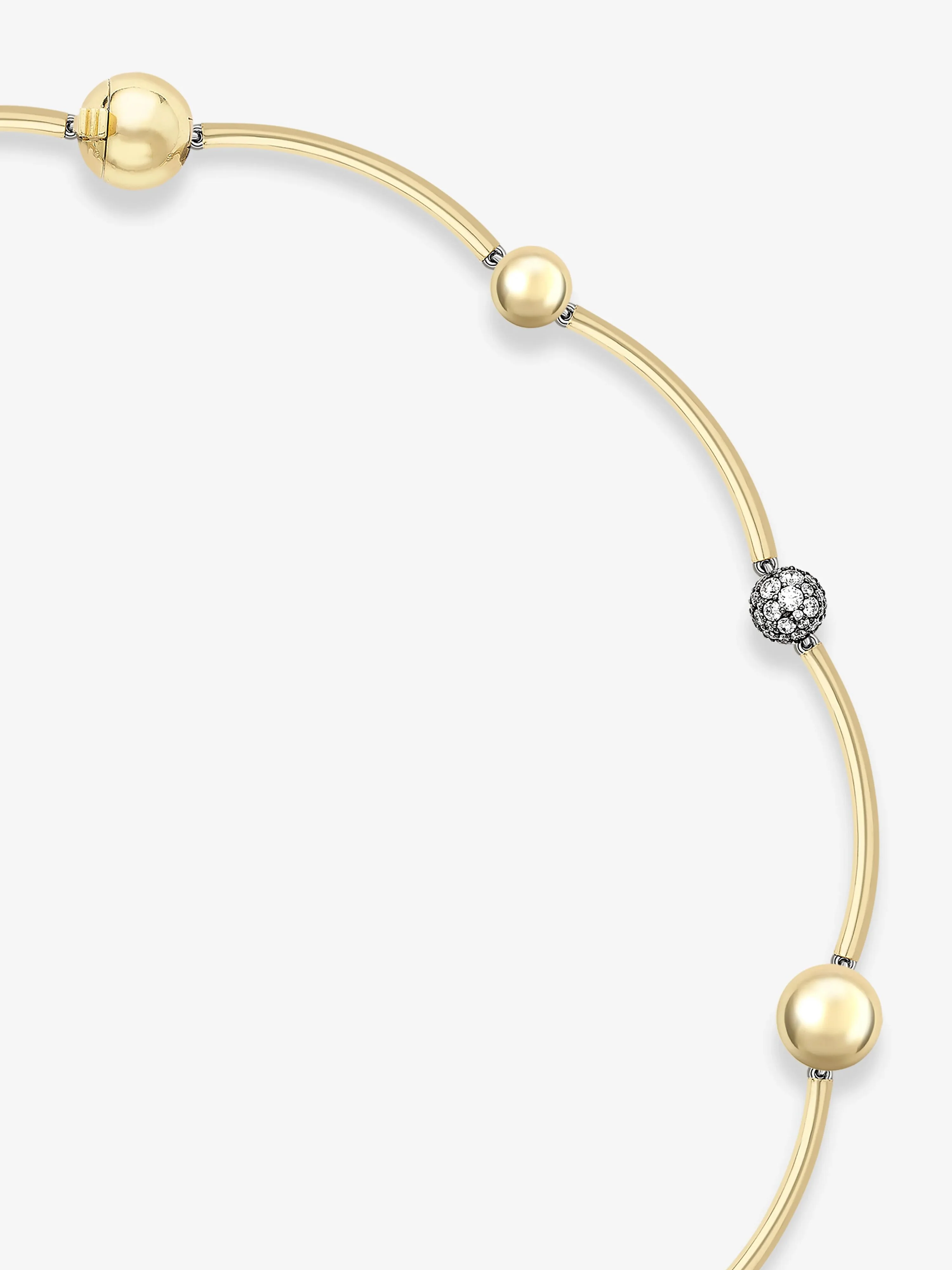 Orbit Yellow Gold & Diamond Pavé Sphere Necklace - Image 2