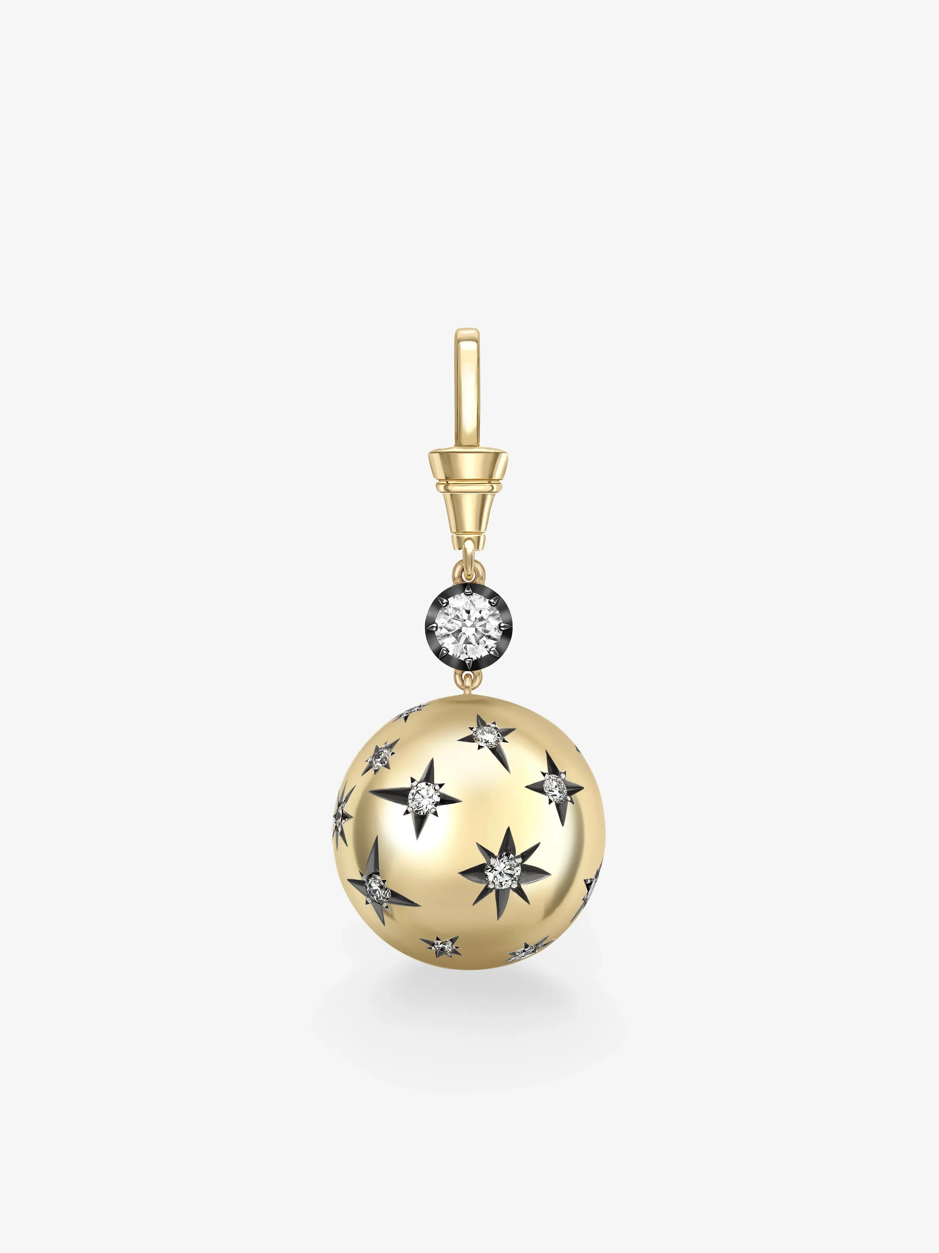 Orbit Yellow Gold & Diamond Star-Set Sphere Pendant