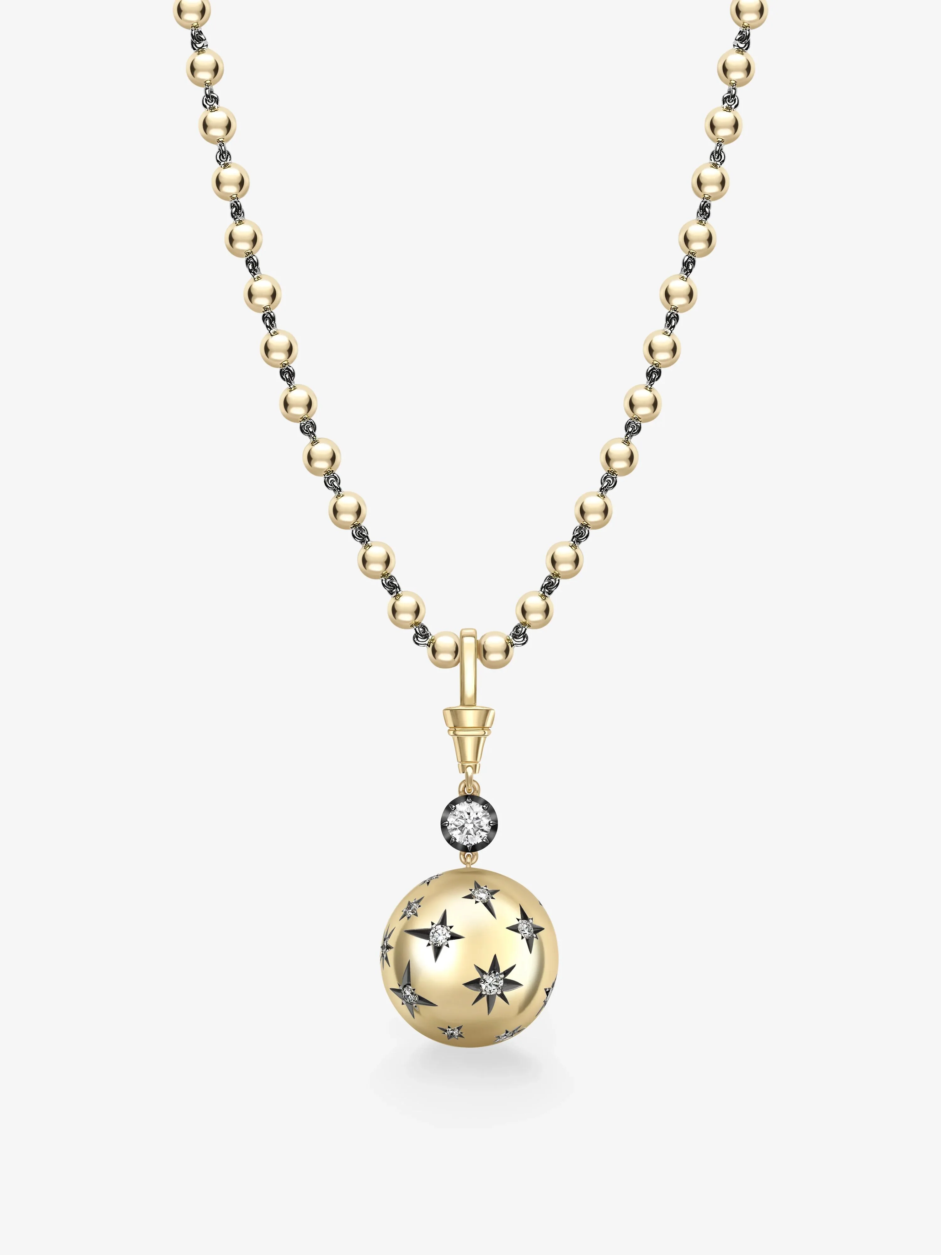 Orbit Yellow Gold & Diamond Star-Set Sphere Pendant - Image 2