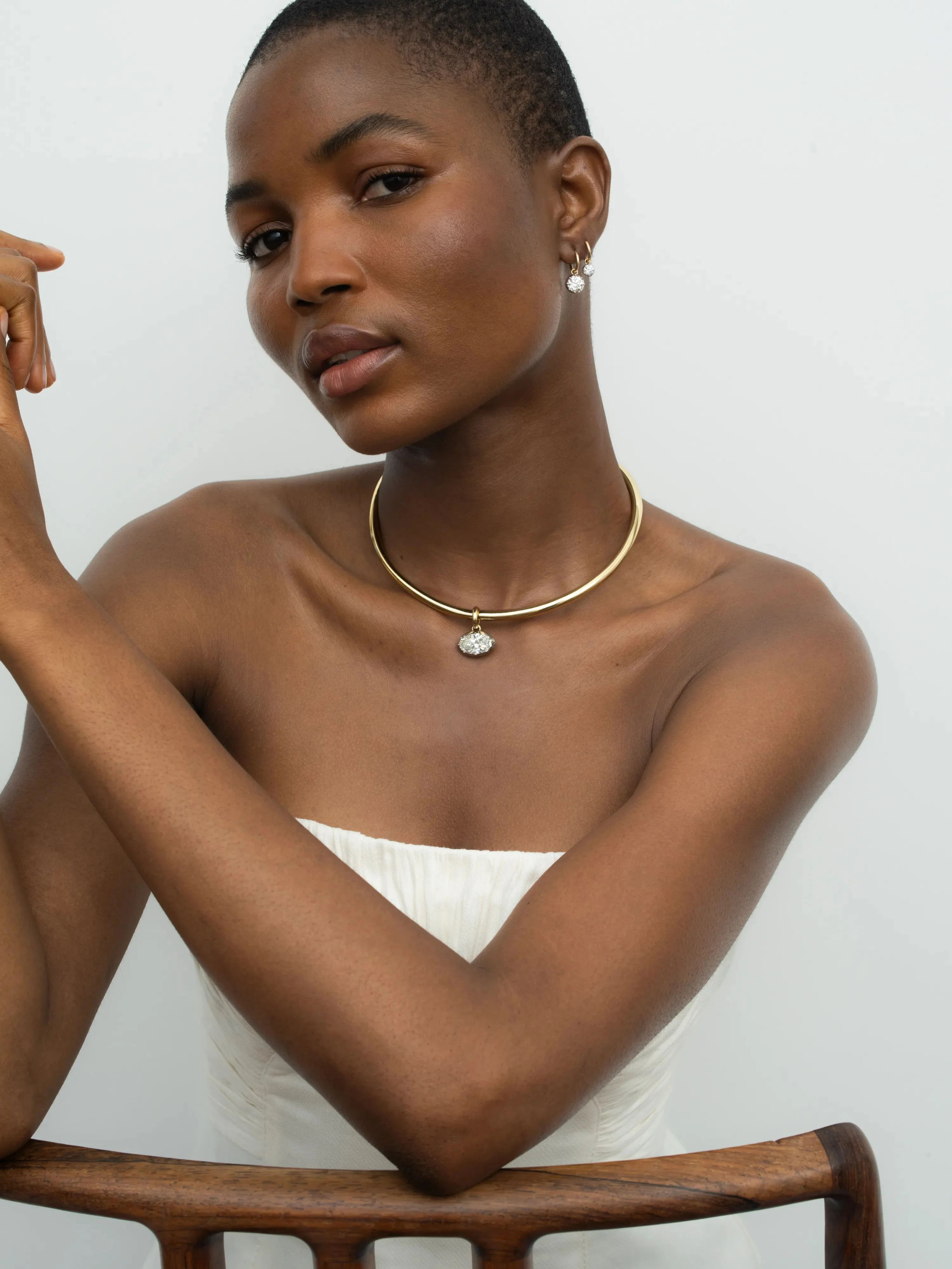 Oval Diamond Torque Necklace - Image 3