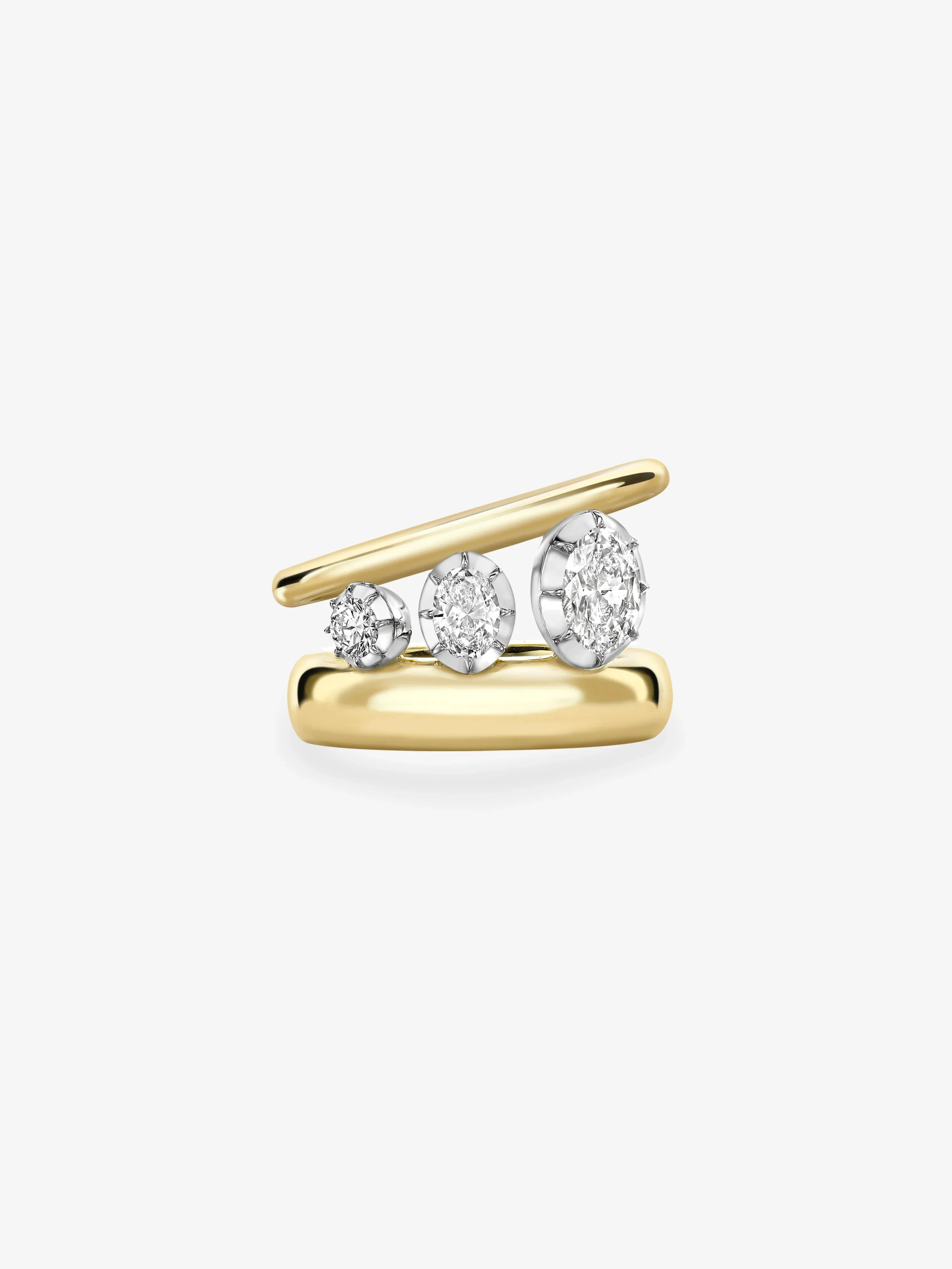 Oval Triple Tilt Diamond Ring