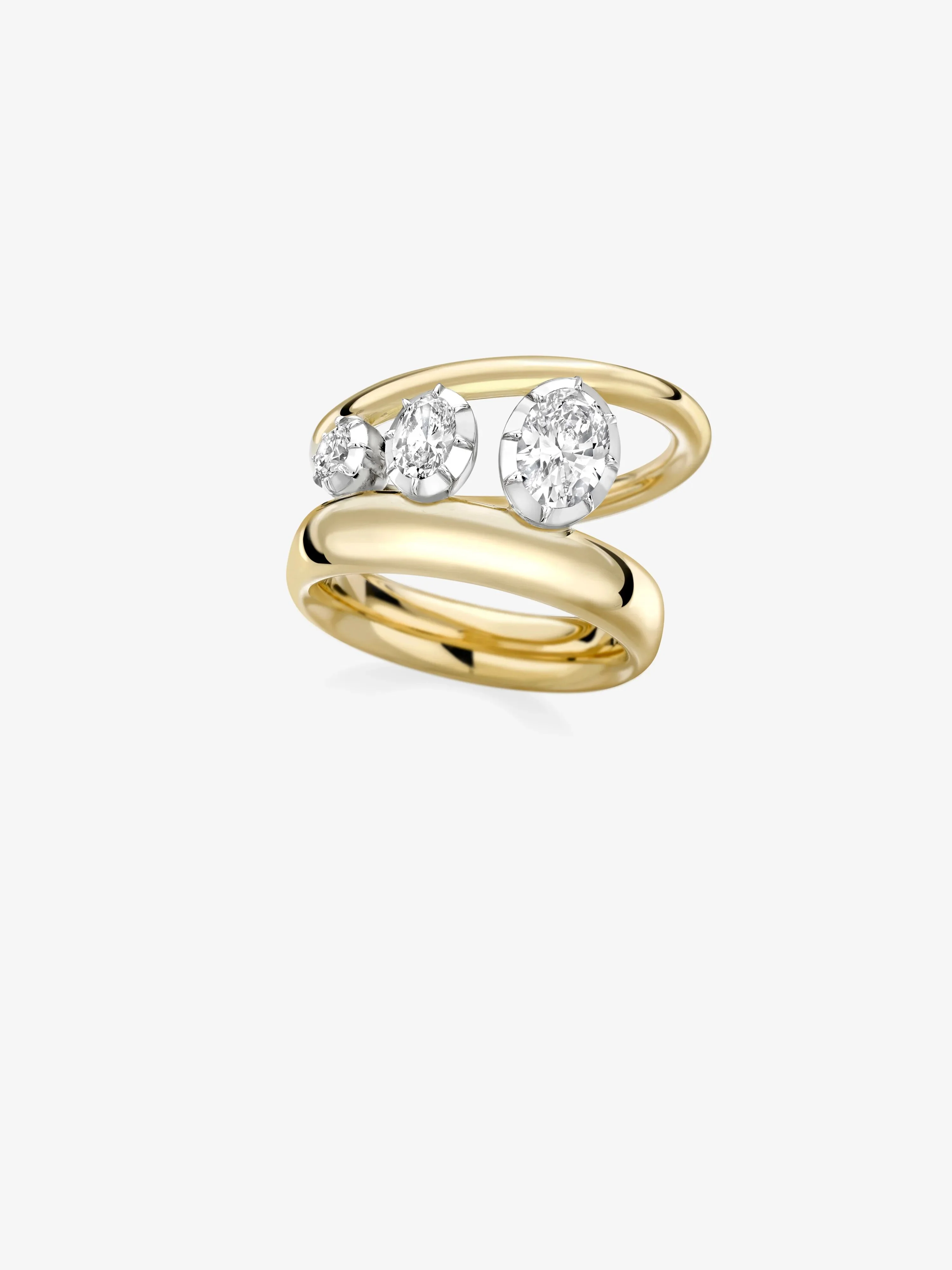 Oval Triple Tilt Diamond Ring - Image 2