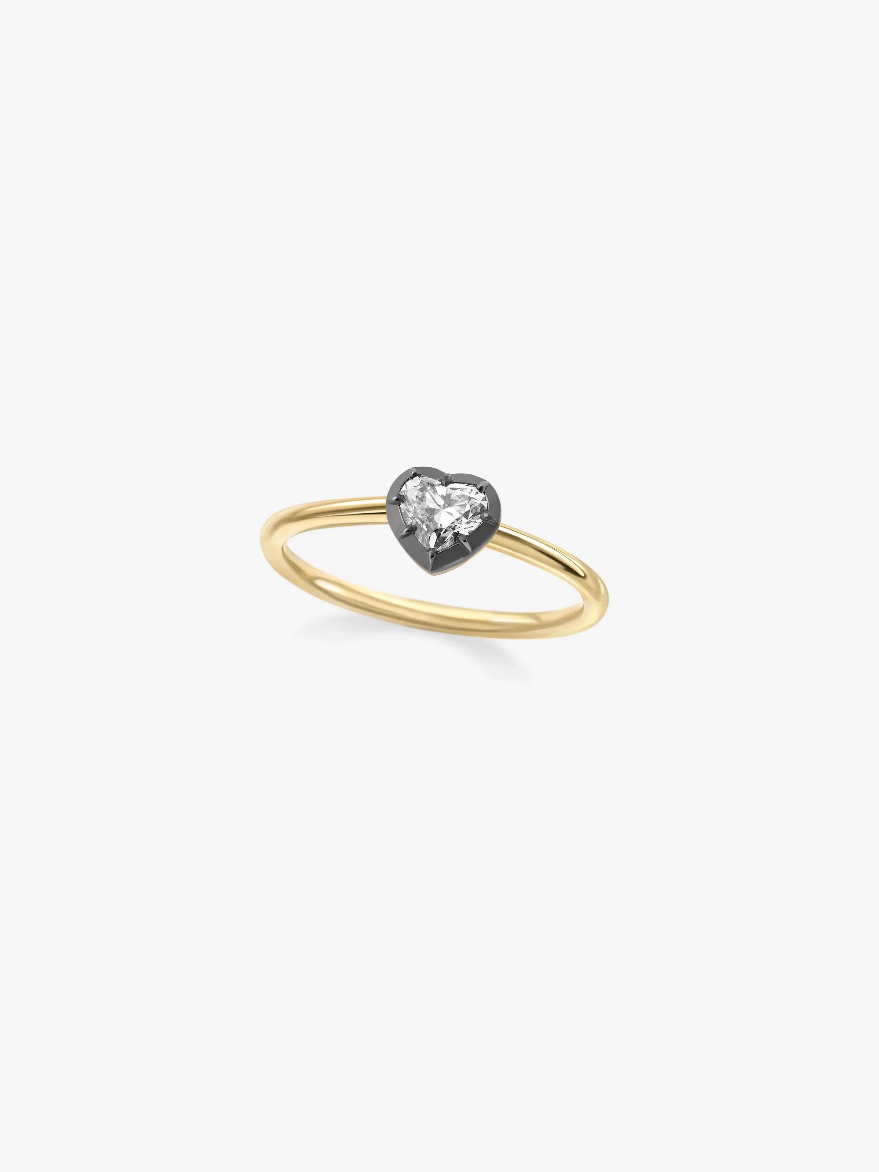 0.30ct Heart-Shaped Diamond & Blackened Gold Button Back Ring - Image 2