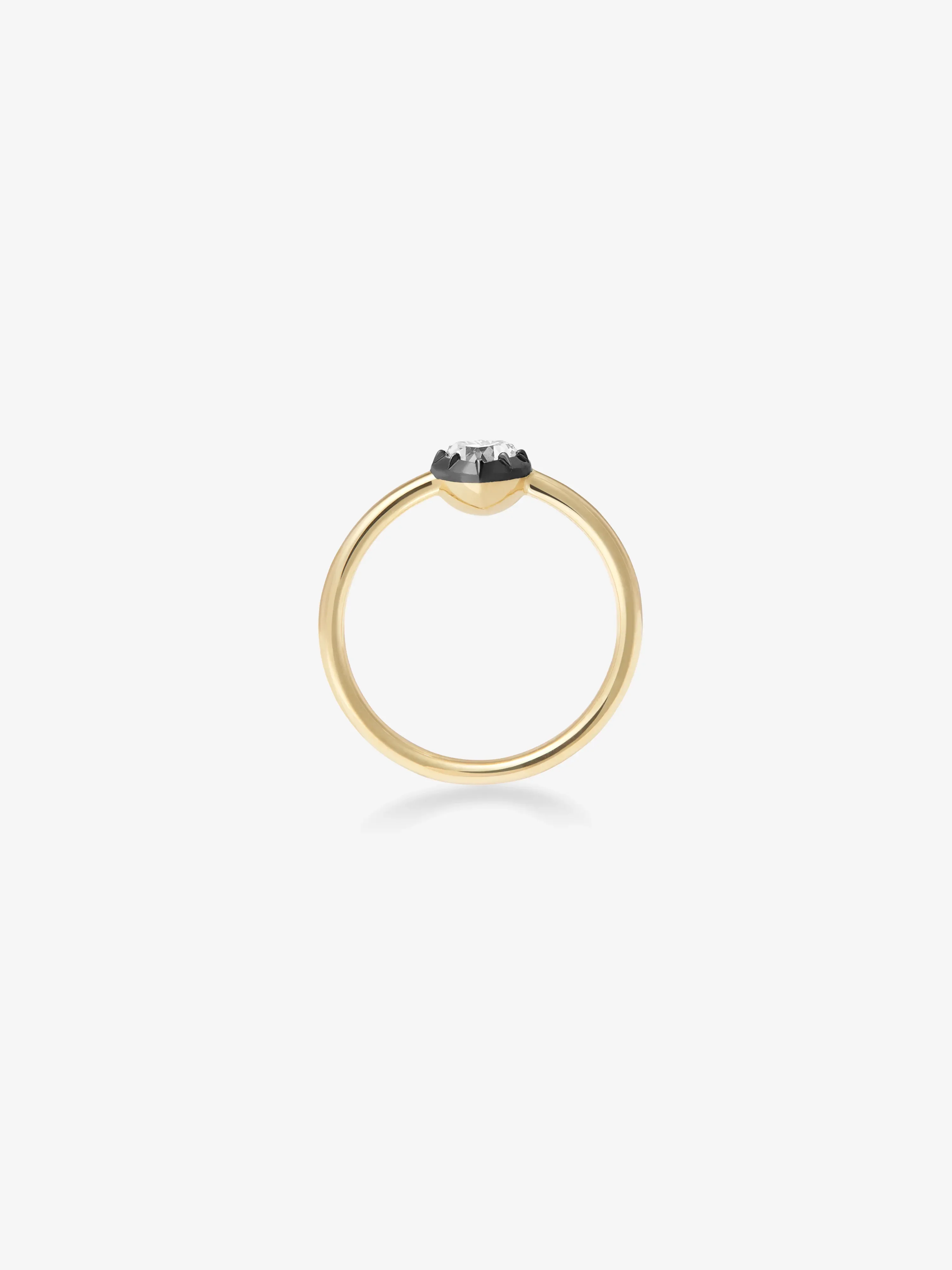 0.30ct Heart-Shaped Diamond & Blackened Gold Button Back Ring - Image 4