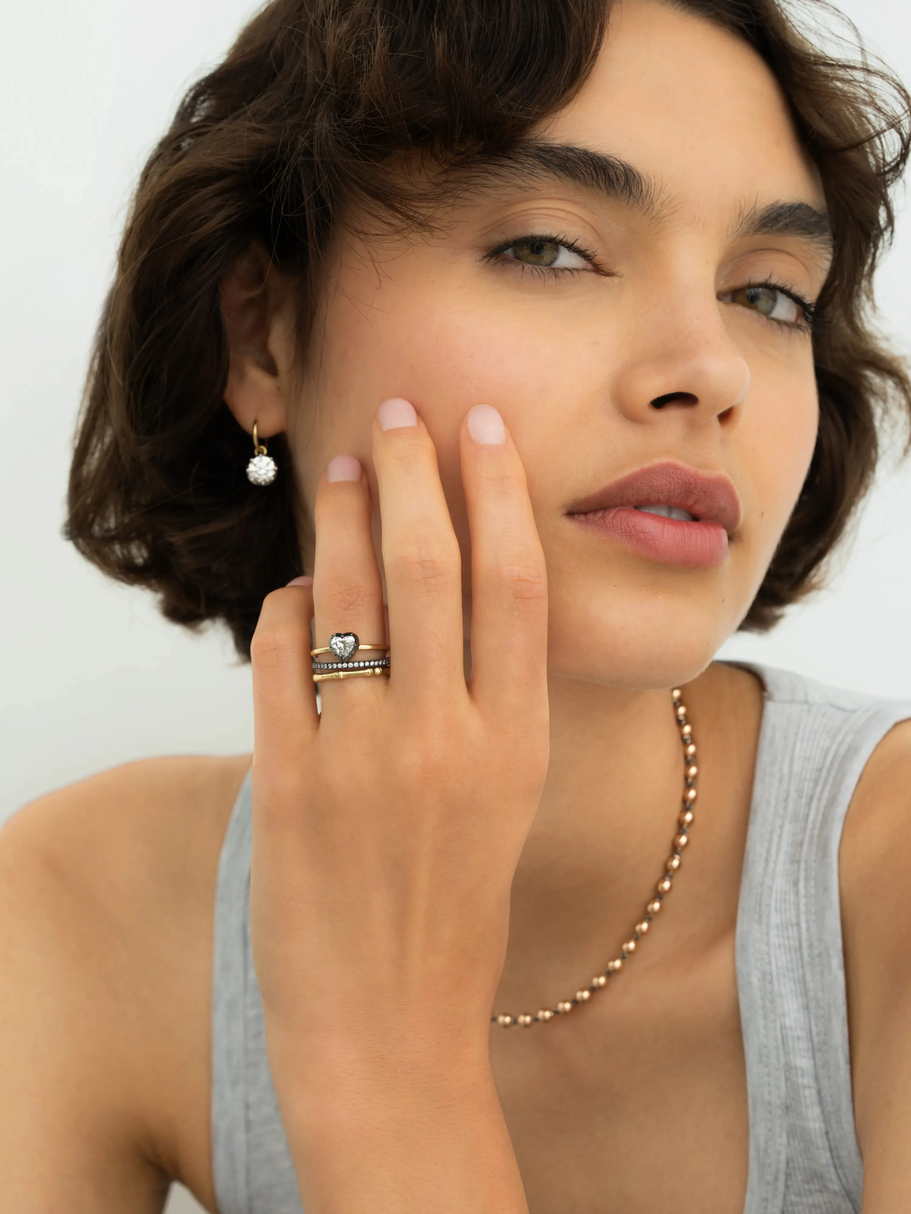 0.70ct Heart-Shaped Diamond & Blackened Gold Button Back Ring - Image 3