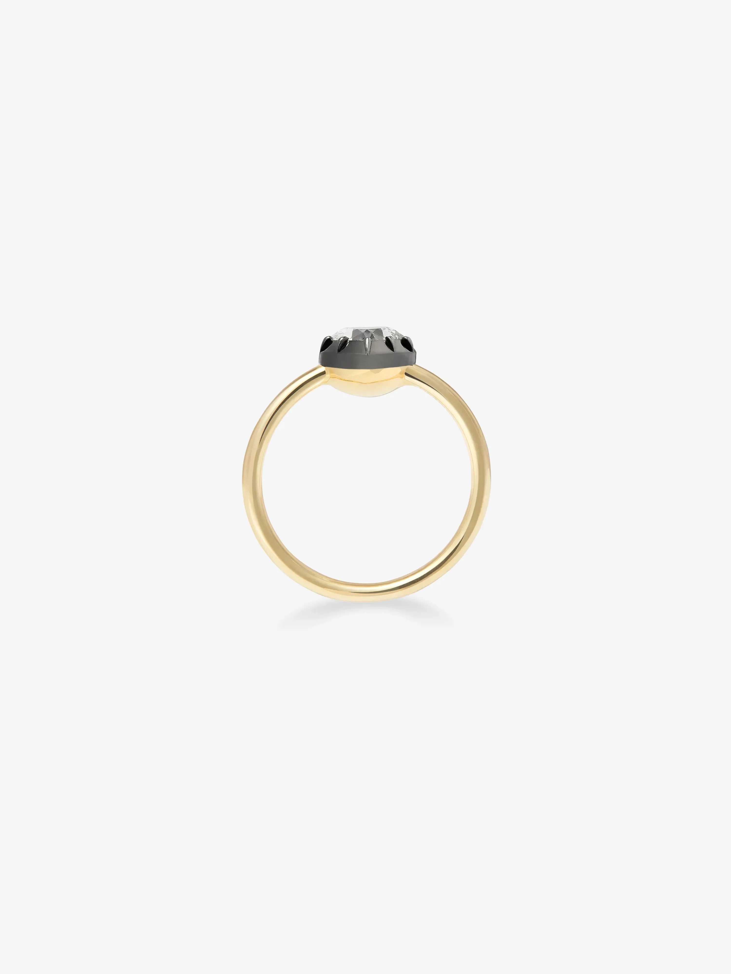 0.70ct Heart-Shaped Diamond & Blackened Gold Button Back Ring - Image 4