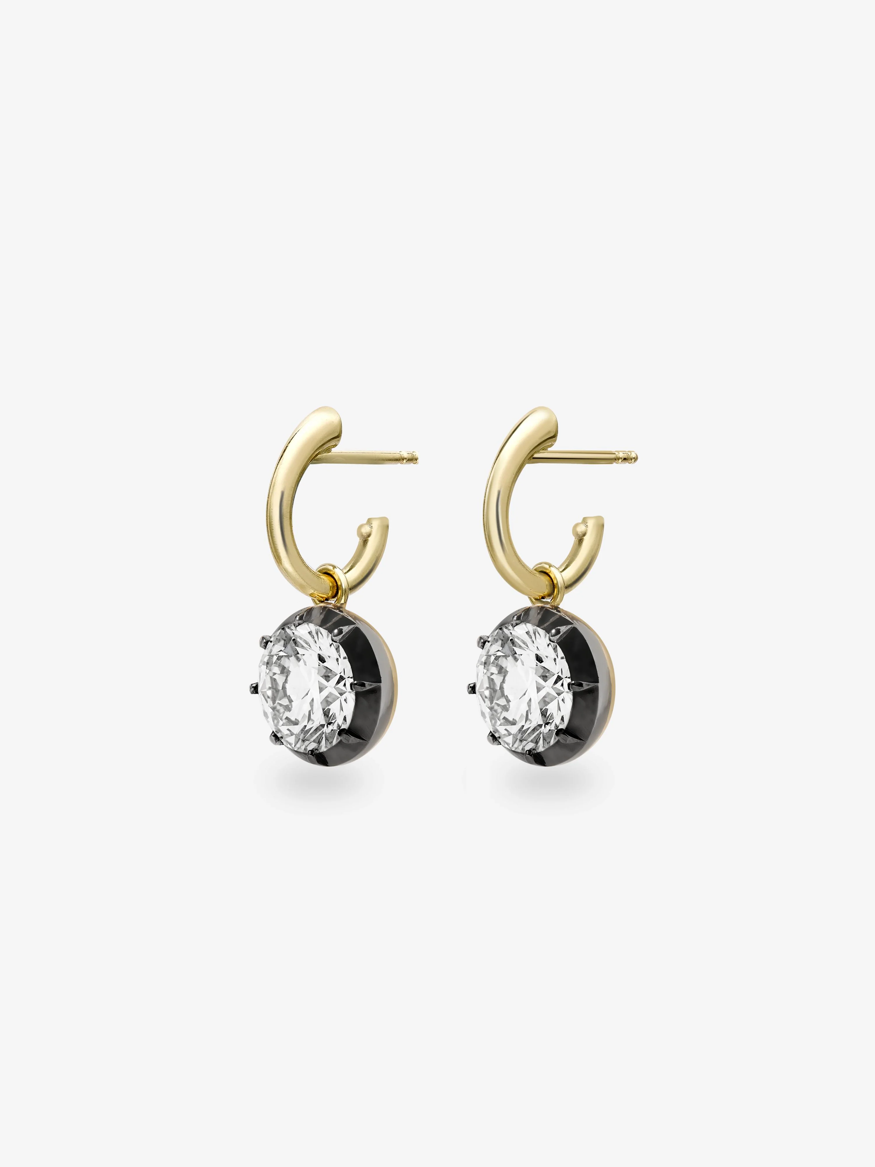 1.50ct Diamond & Blackened Gold Gypset Hoop Earrings - Image 2