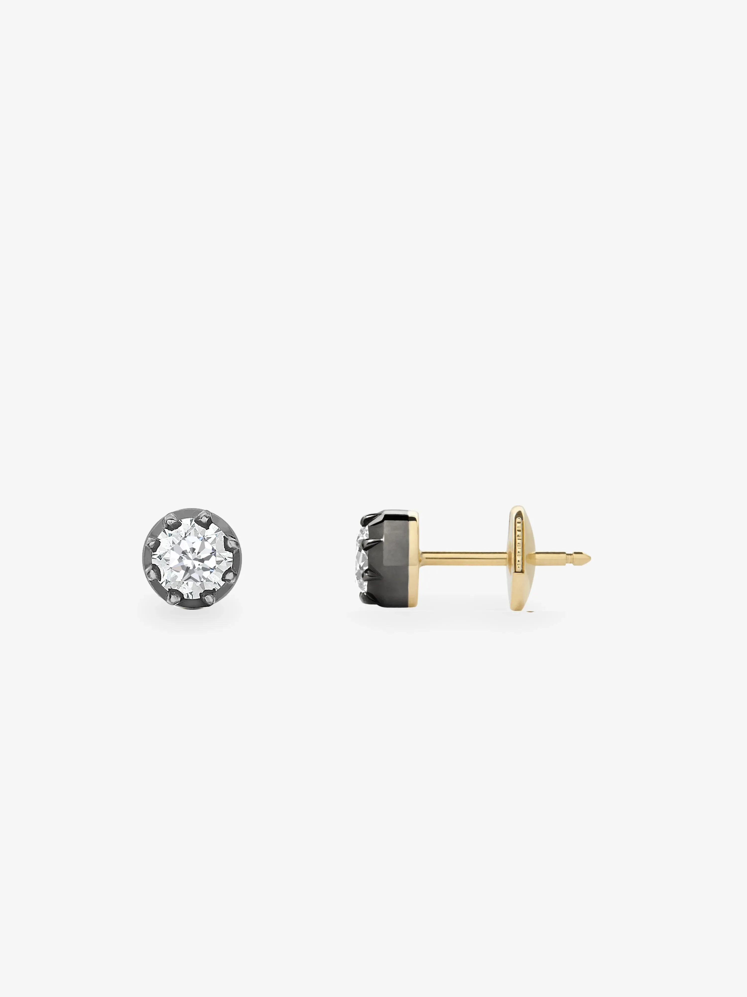 0.20ct Diamond & Blackened Gold Stud Earrings - Image 2