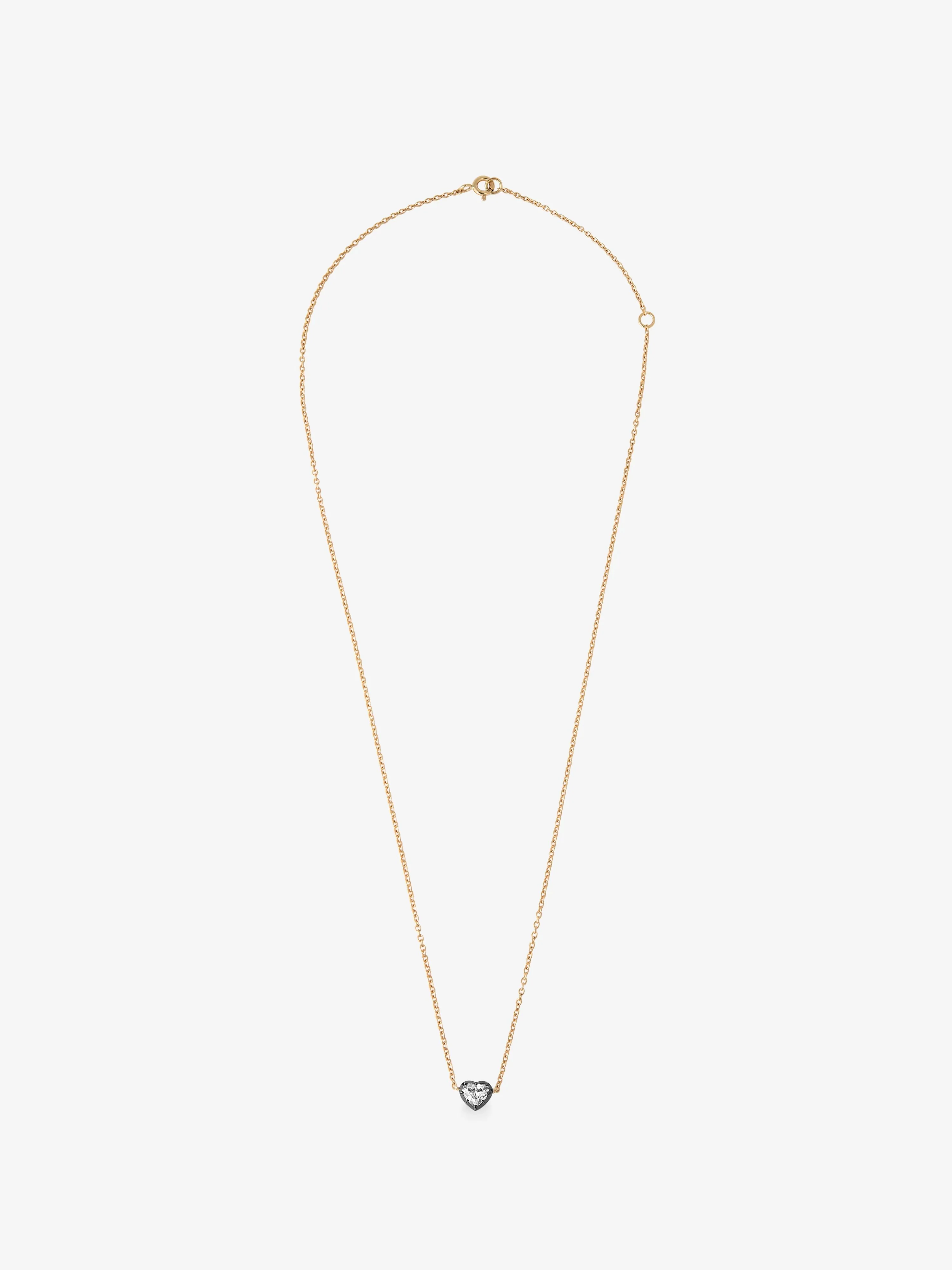 Georgian Cut-Down 0.50ct Heart-Shaped Diamond & Blackened Gold Pendant Necklace