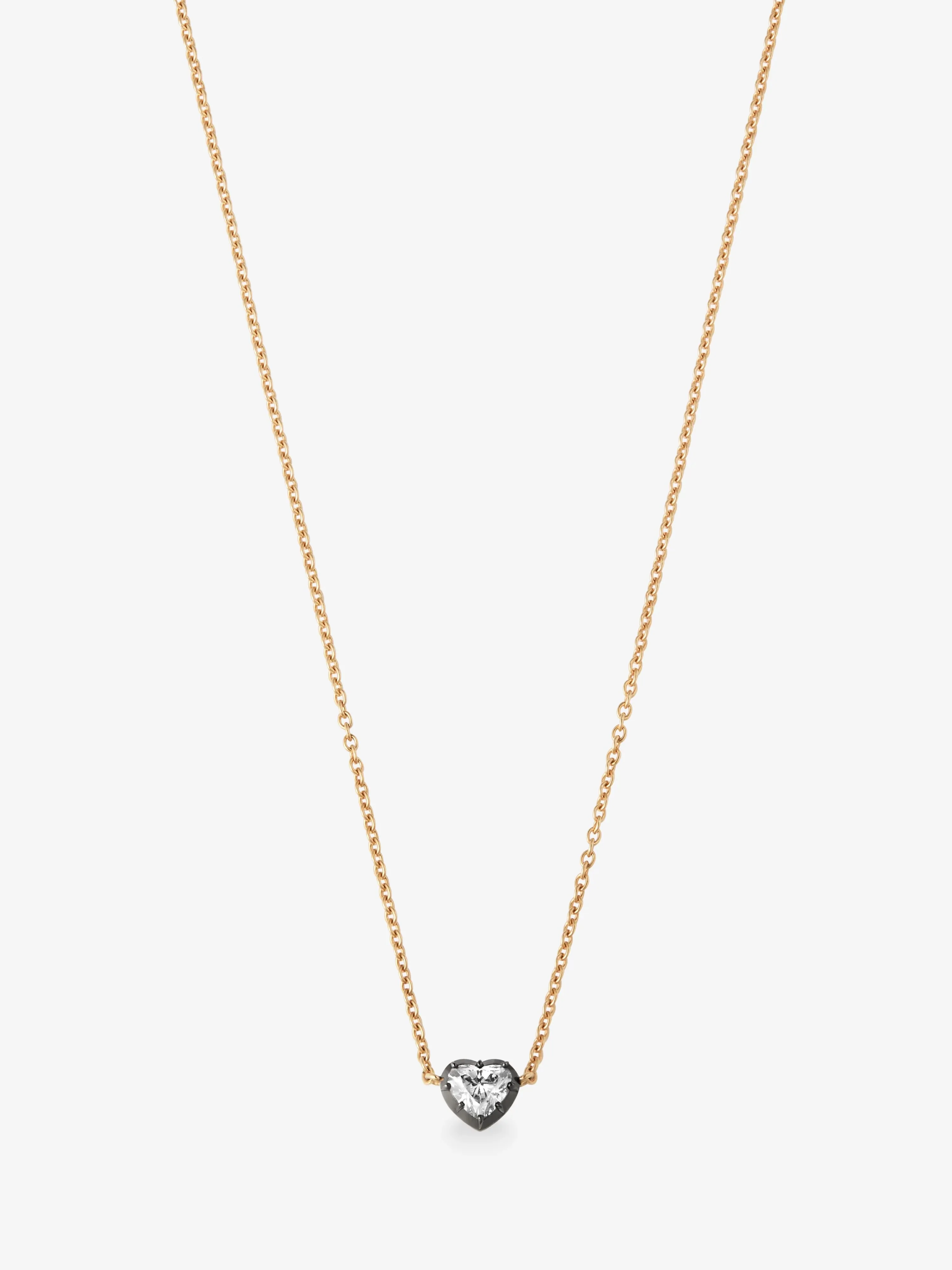 Georgian Cut-Down 0.50ct Heart-Shaped Diamond & Blackened Gold Pendant Necklace - Image 2