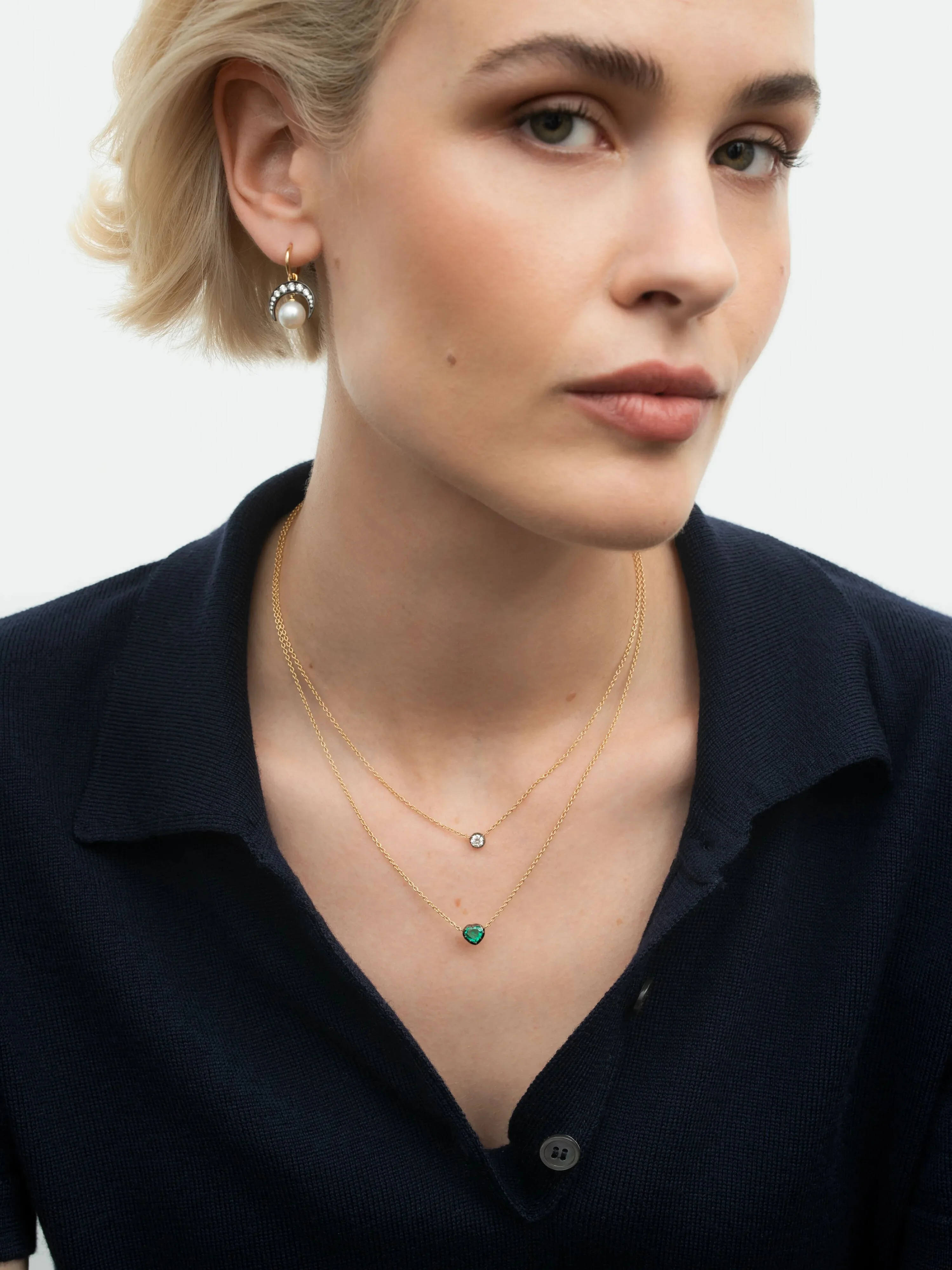 Georgian Cut-Down 0.50ct Heart-Shaped Emerald & Blackened Gold Pendant Necklace - Image 3