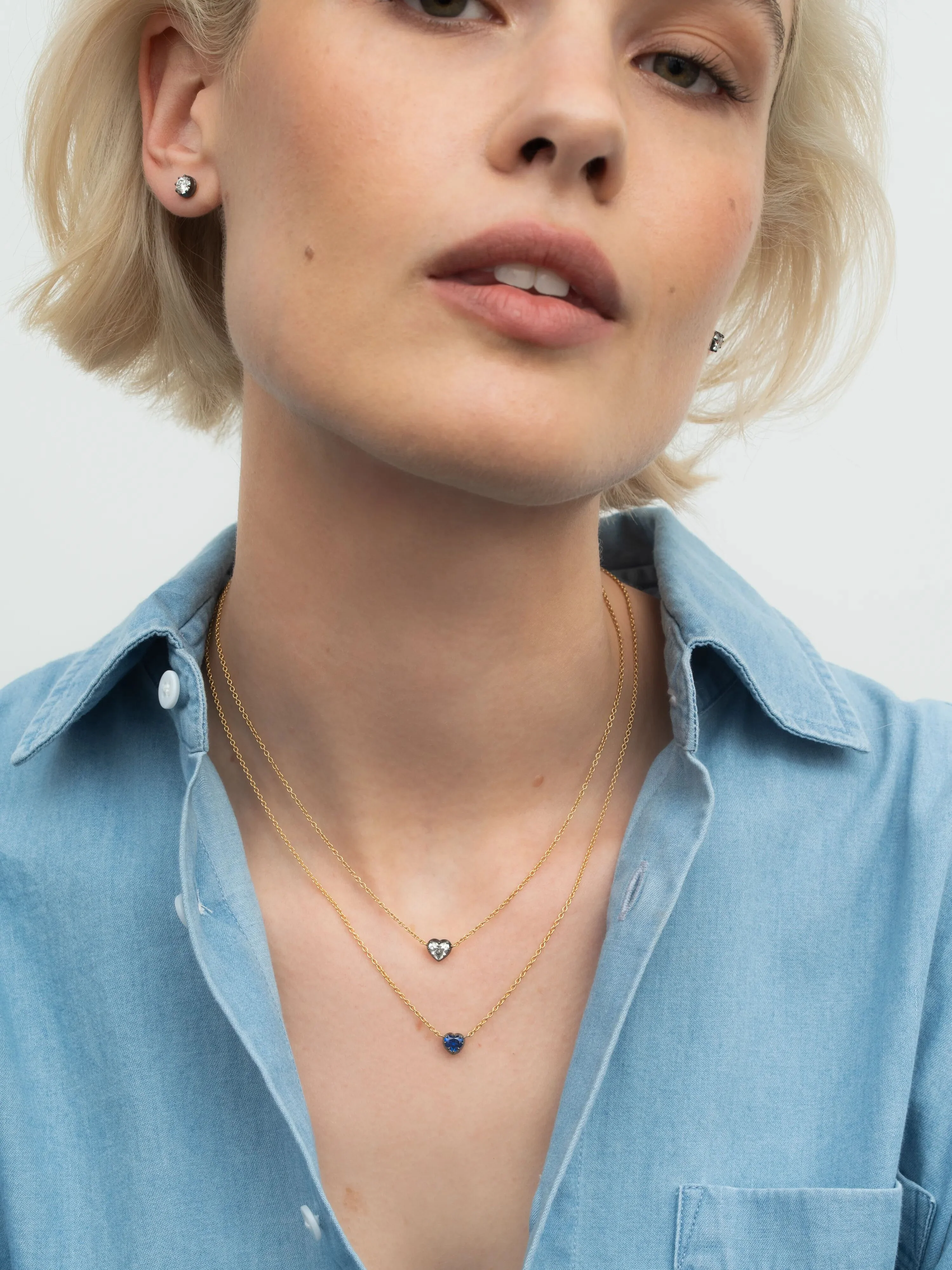 Georgian Cut-Down 0.50ct Heart-Shaped Sapphire & Blackened Gold Pendant Necklace - Image 3