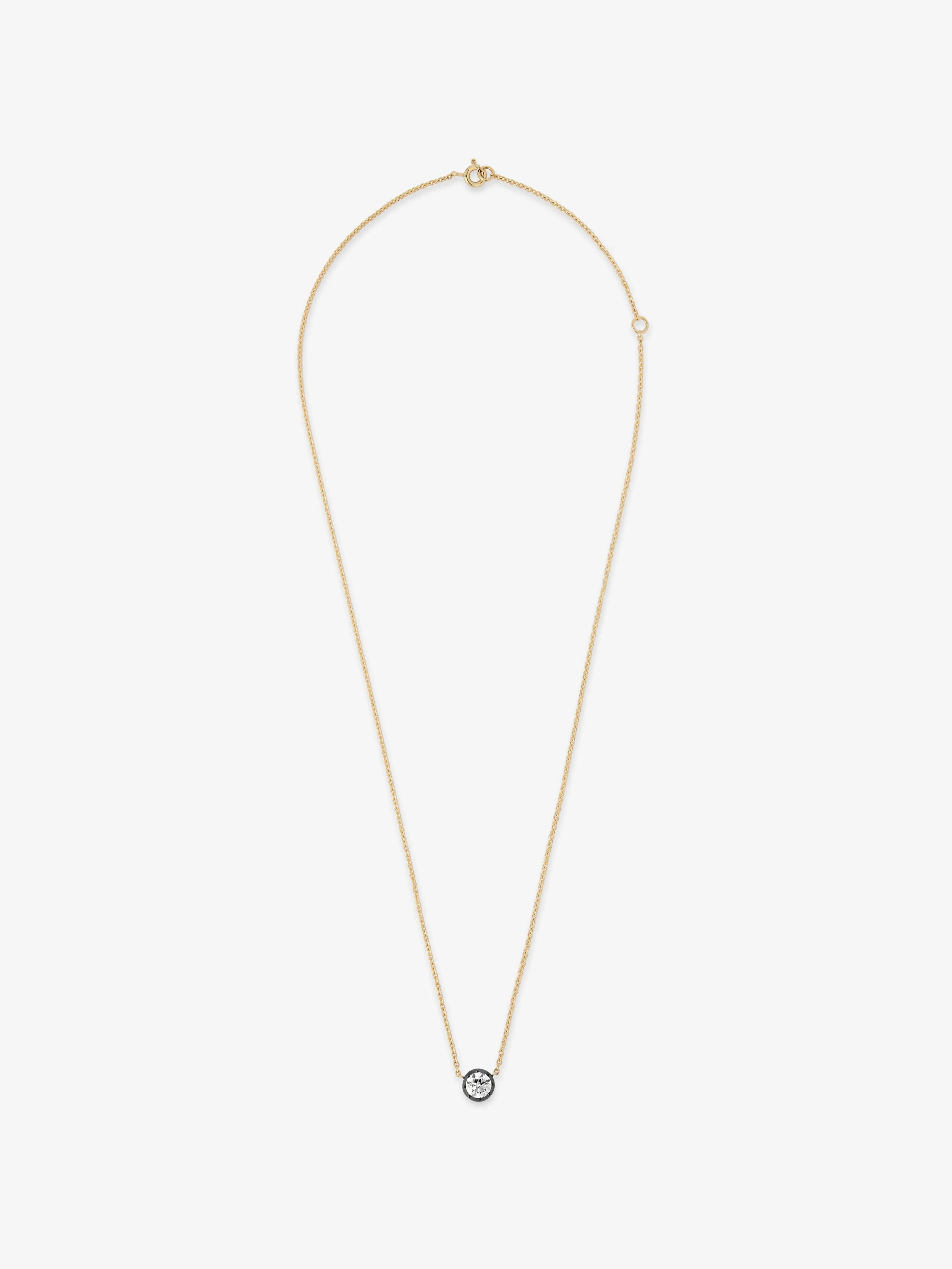 Georgian Cut-Down 0.70ct Diamond & Blackened Gold Pendant Necklace