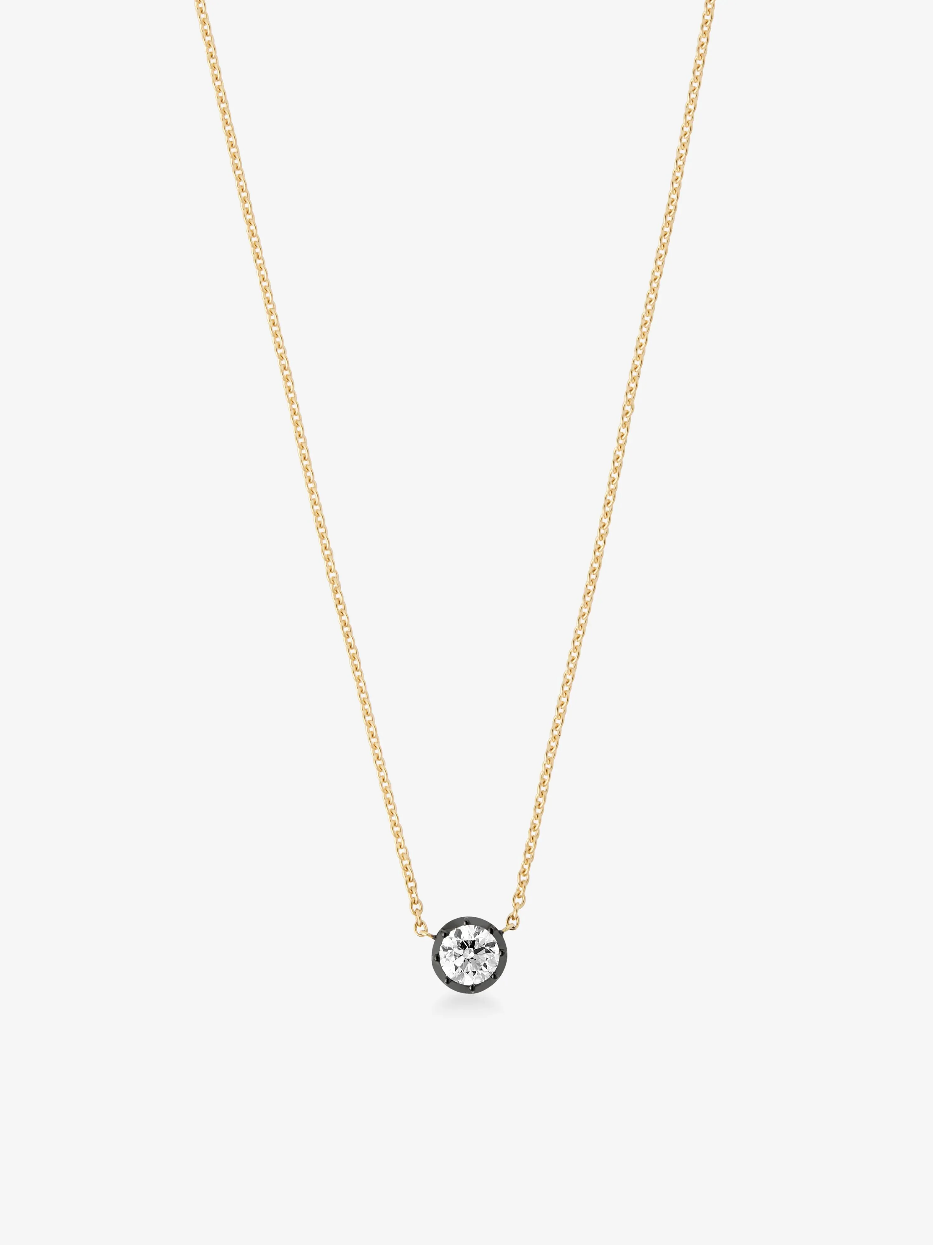 Georgian Cut-Down 0.70ct Diamond & Blackened Gold Pendant Necklace - Image 2