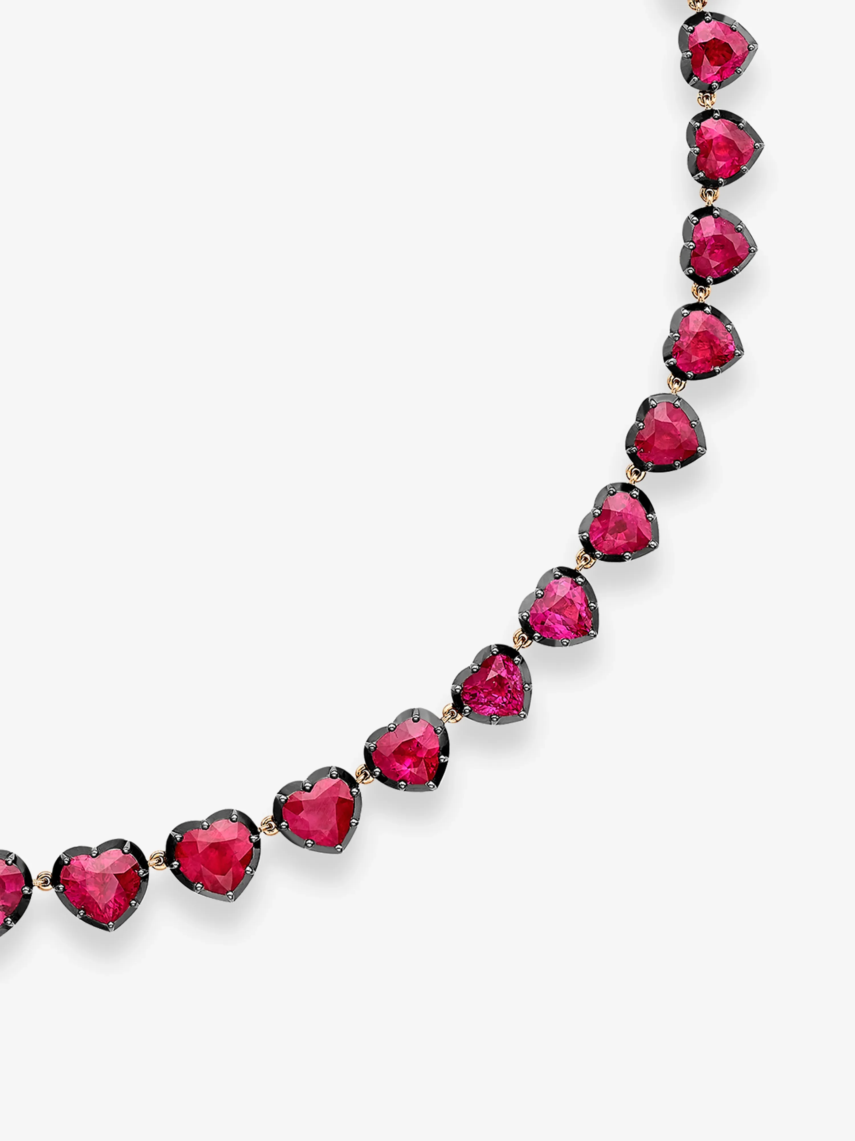 Signature Ruby Heart Button Back Necklace - Image 2