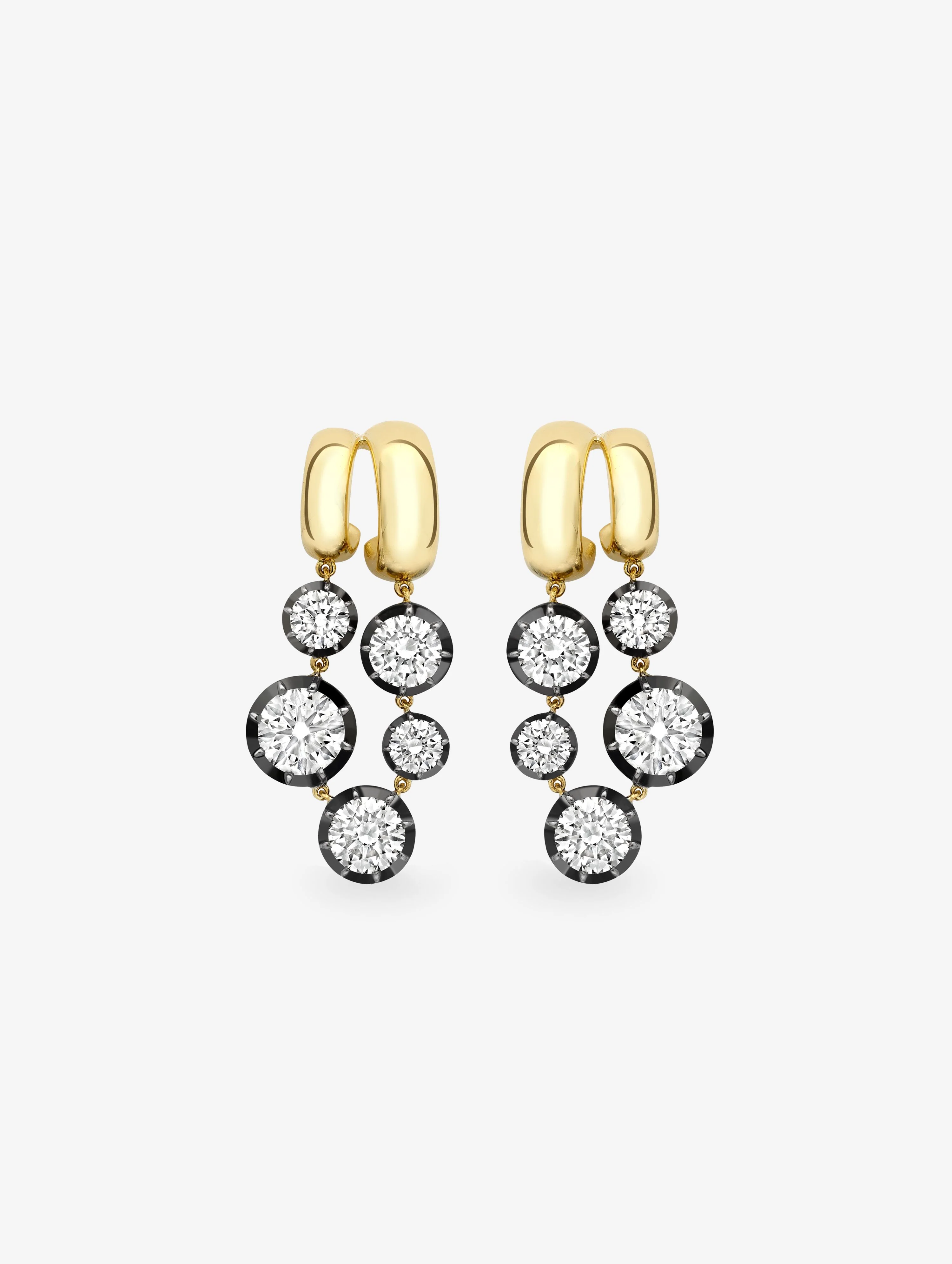Solar Diamond & Blackened Gold Gypset Earrings