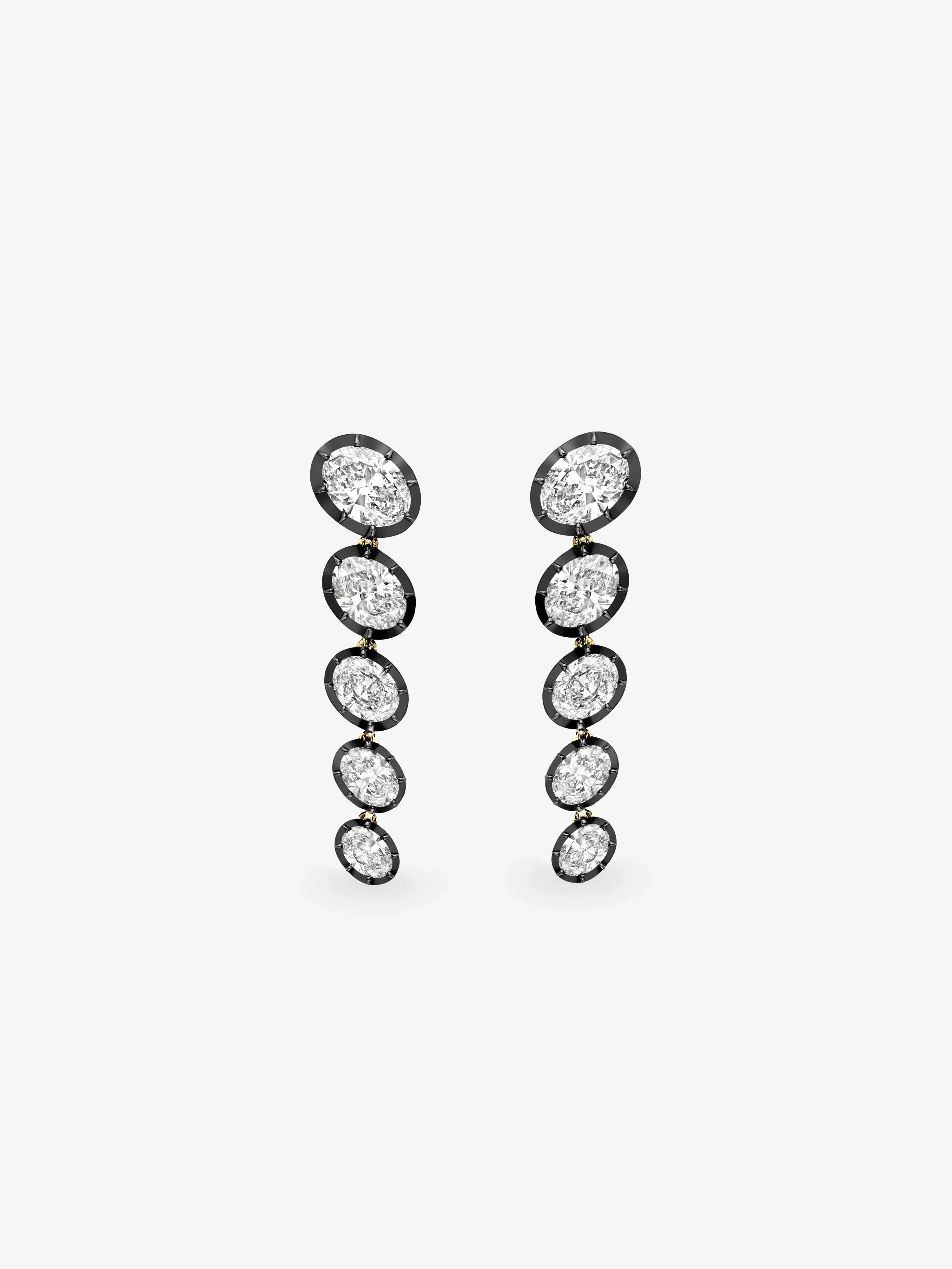 Stacked Oval Long Diamond Earrings