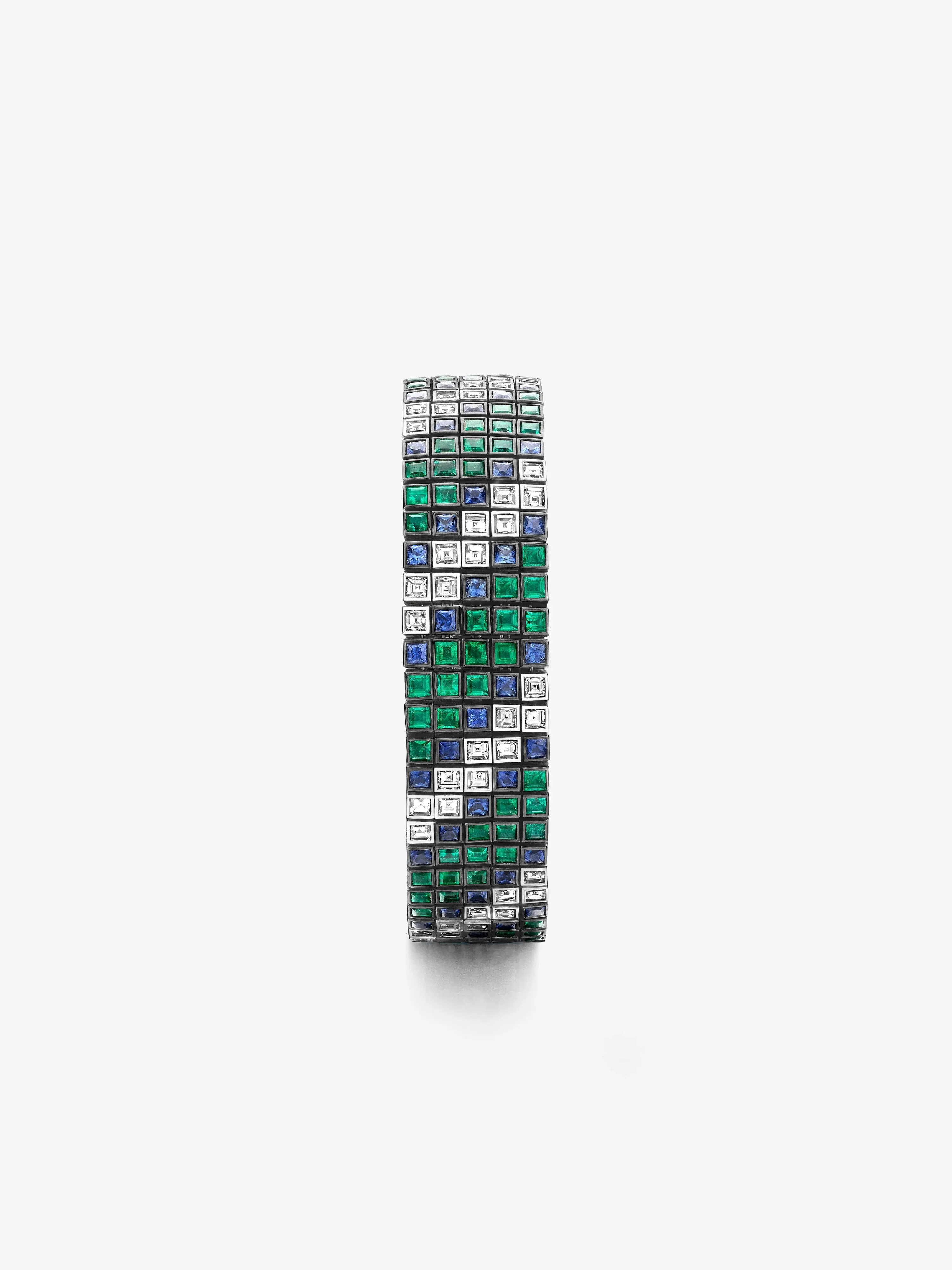 Tapestry Emerald, Diamond & Sapphire Italic Bracelet - Image 2