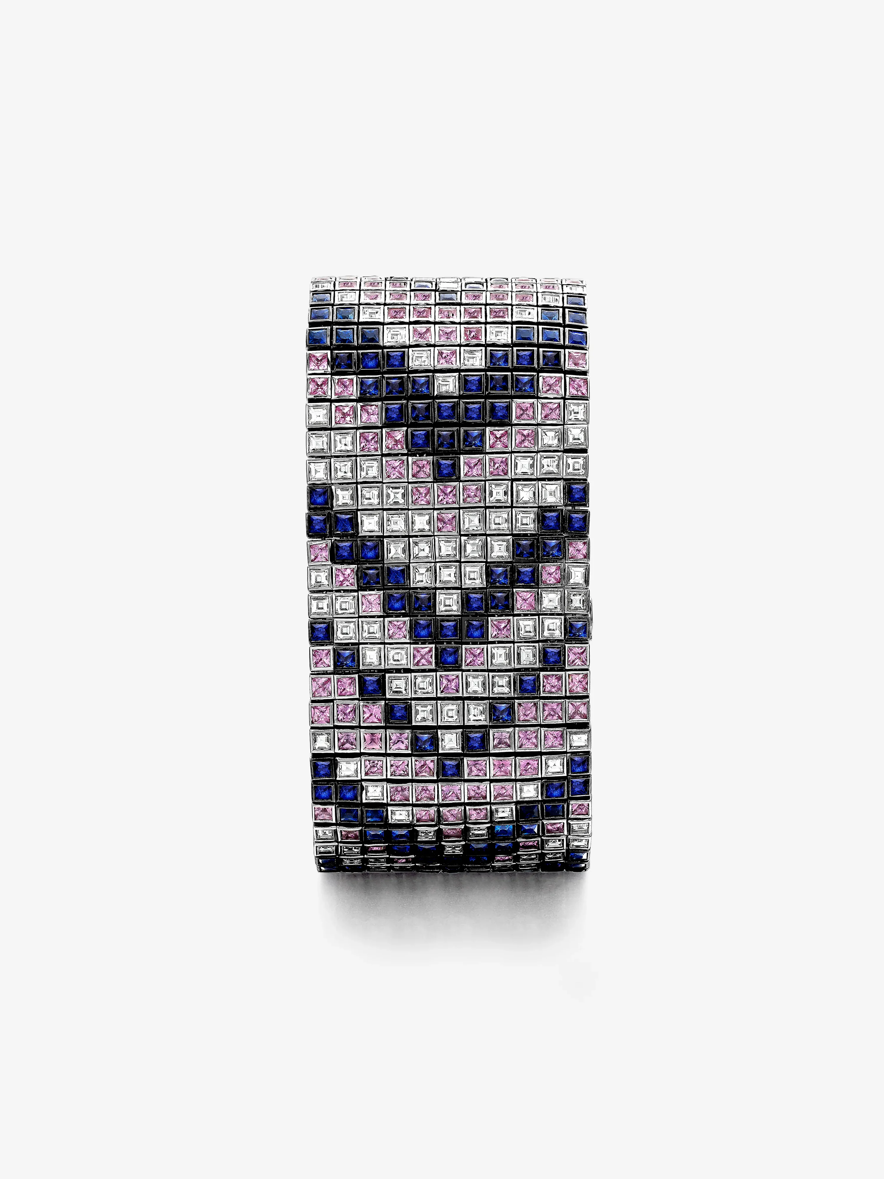 Tapestry Wide Sapphire & Diamond Chevron Bracelet - Image 2