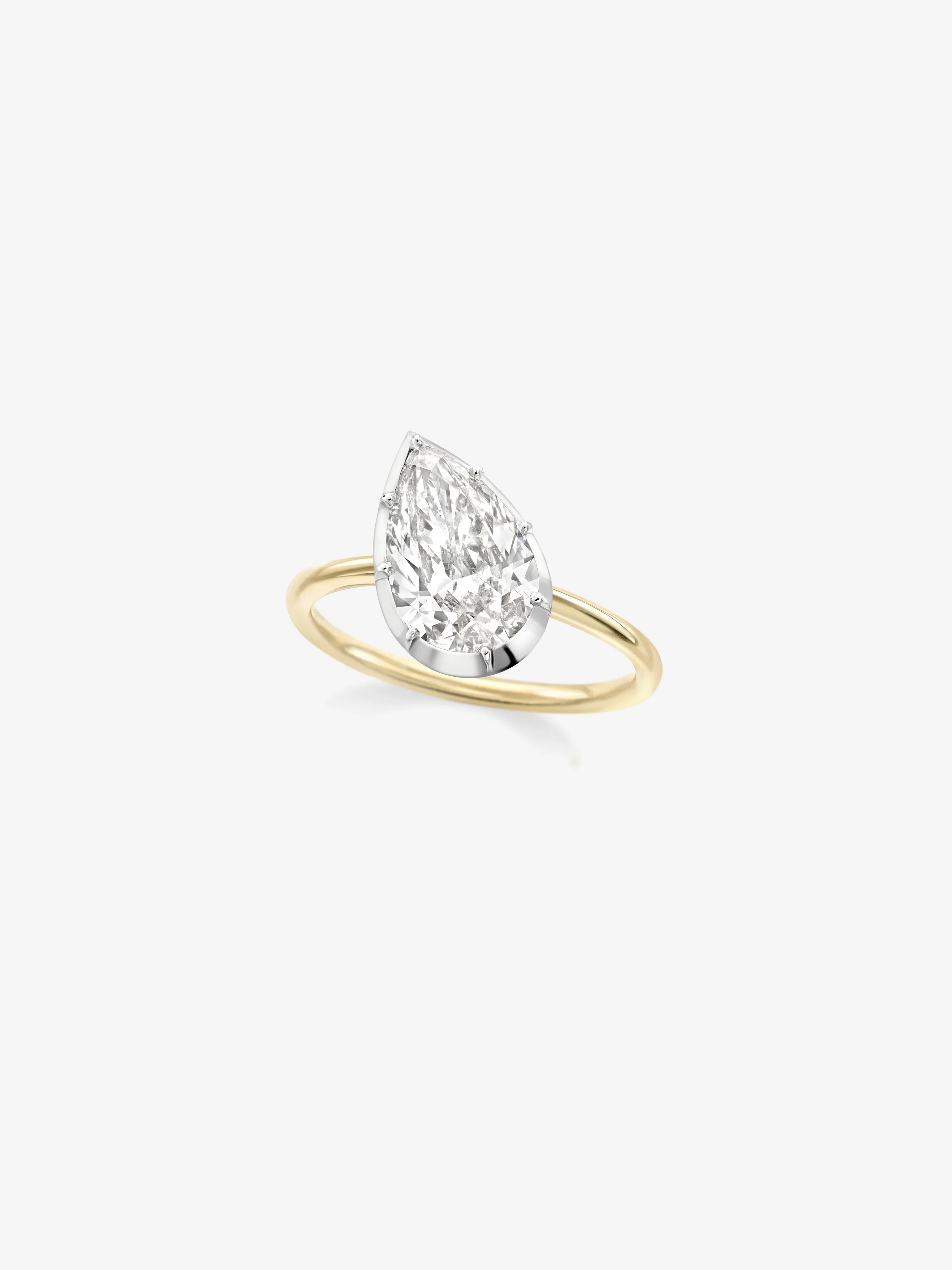 2.50ct Tilted Pear Diamond Button Back Ring - Image 2